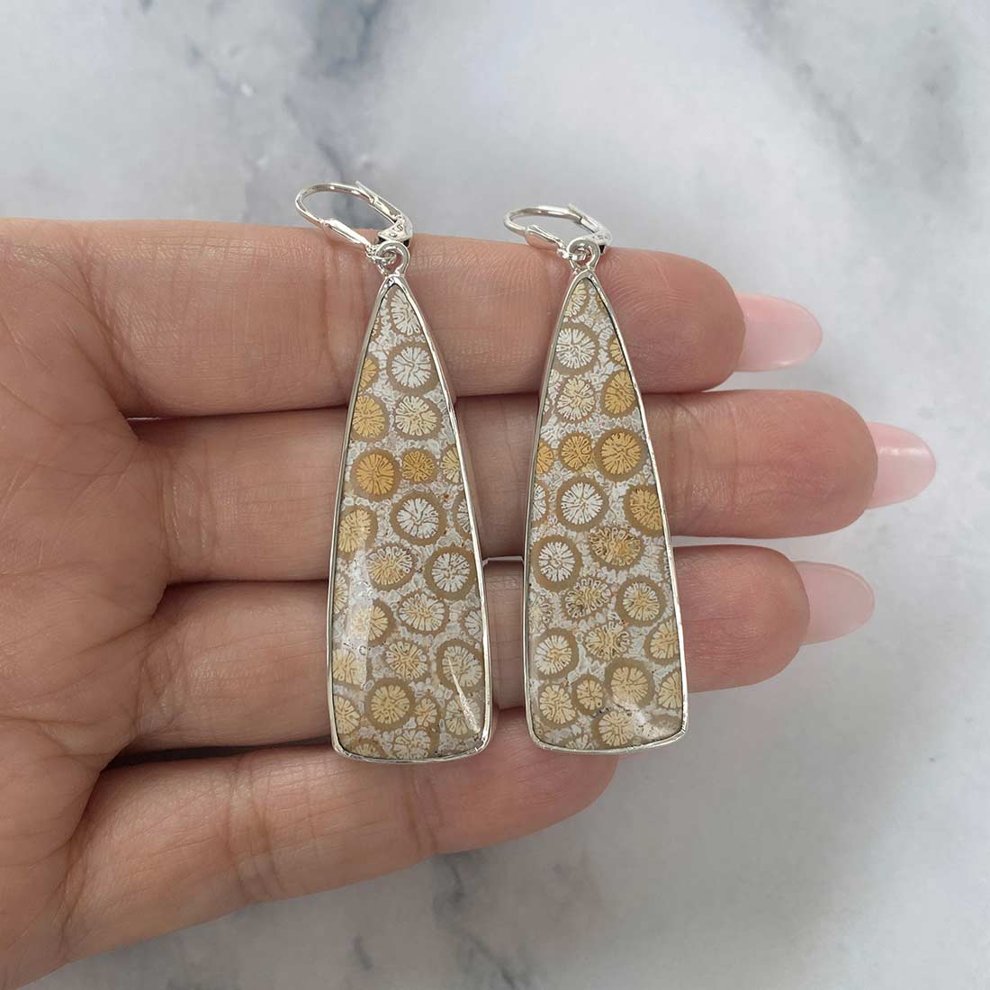 Fossilized Coral Earring-(FSC-E-20.)