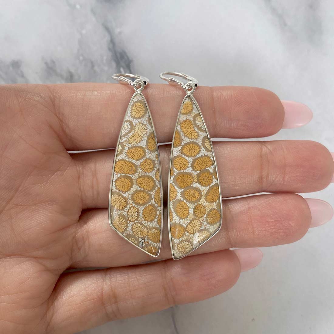 Fossilized Coral Earring-(FSC-E-22.)