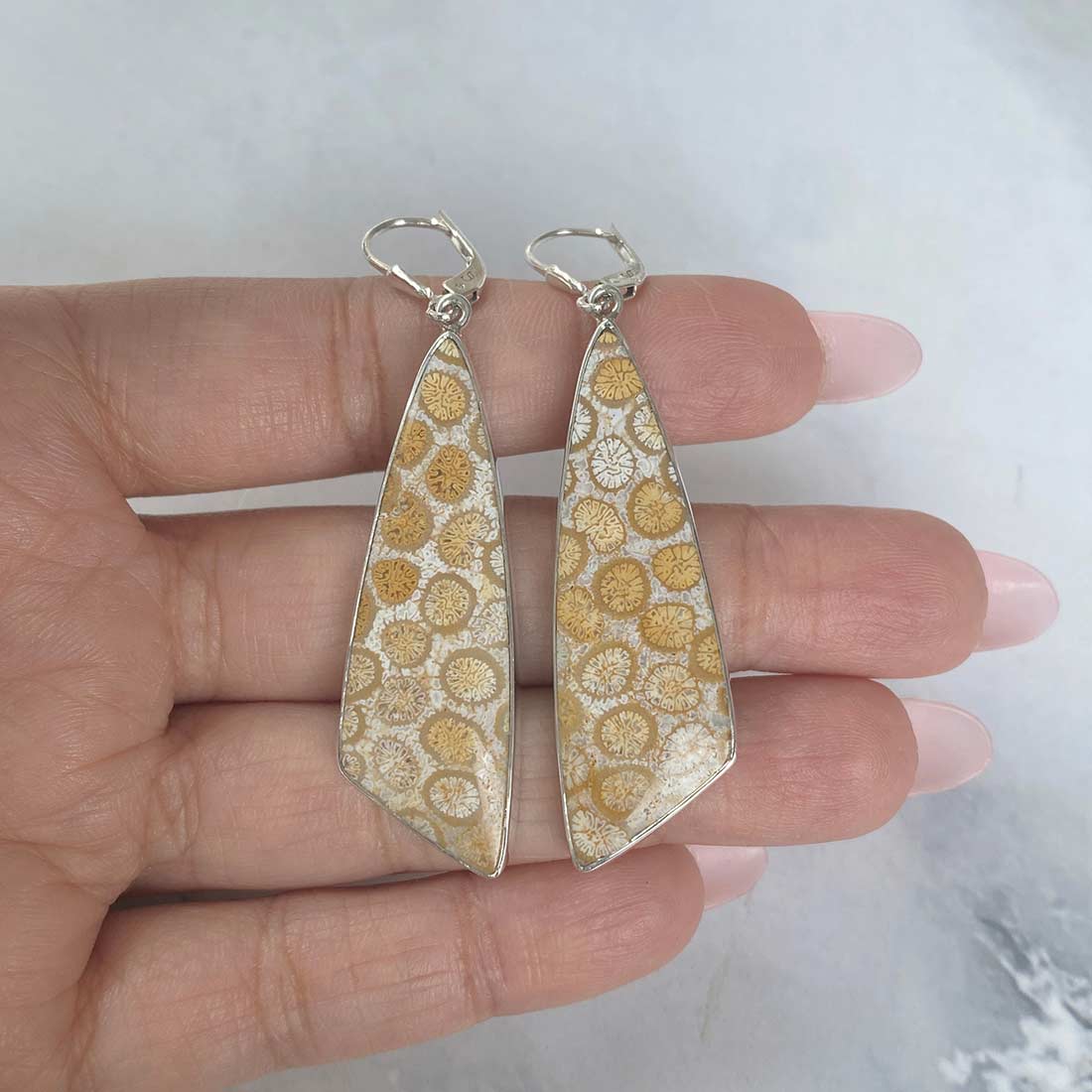 Fossilized Coral Earring-(FSC-E-4.)