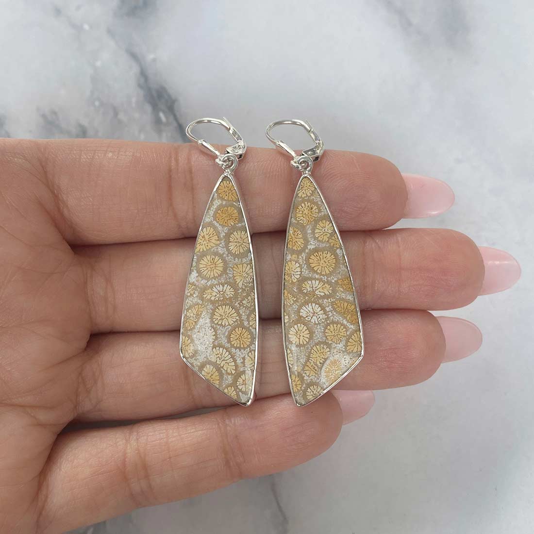 Fossilized Coral Earring-(FSC-E-8.)