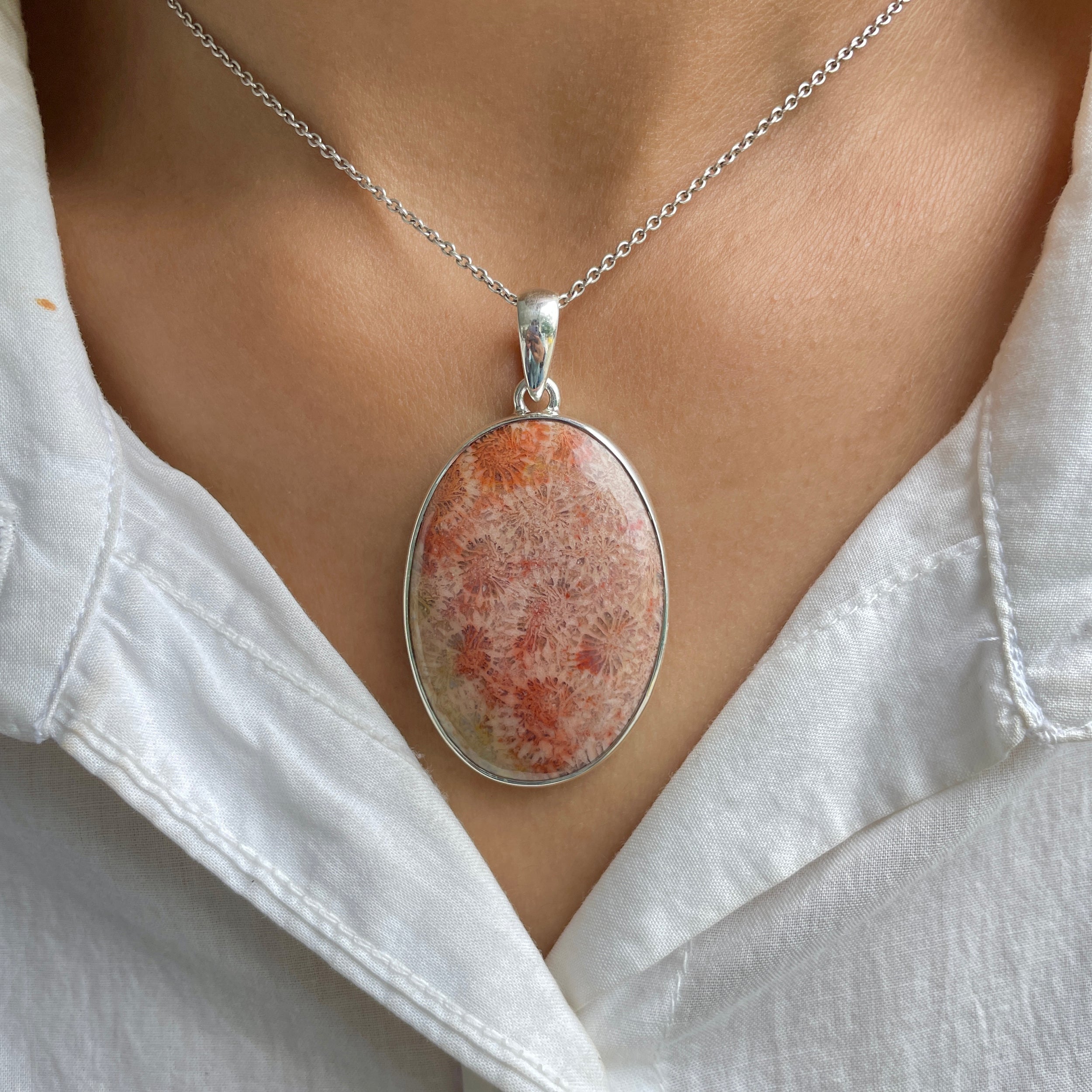 Fossilized Coral Pendant-(FSC-P-32.)
