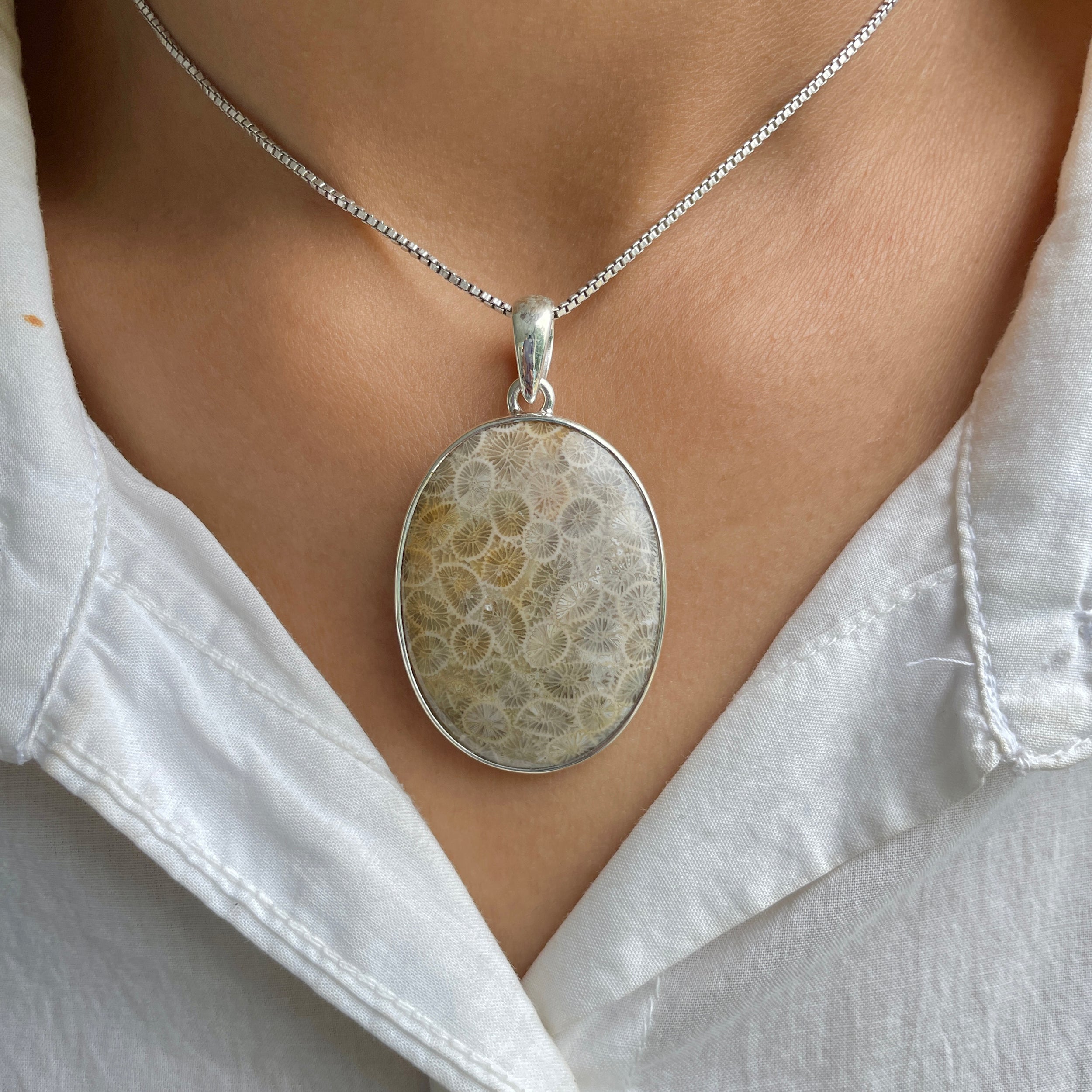 Fossilized Coral Pendant-(FSC-P-33.)