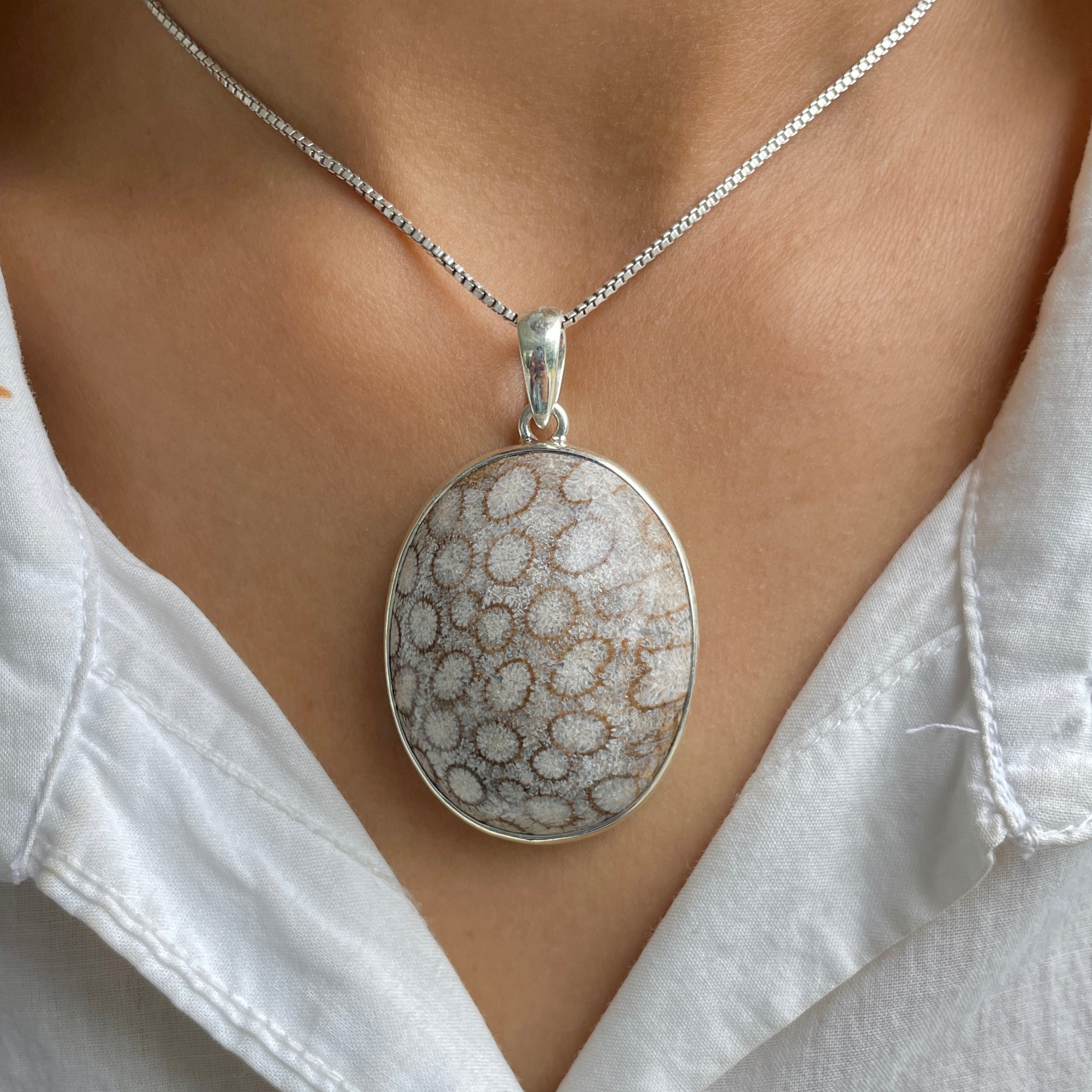 Fossilized Coral Pendant-(FSC-P-35.)