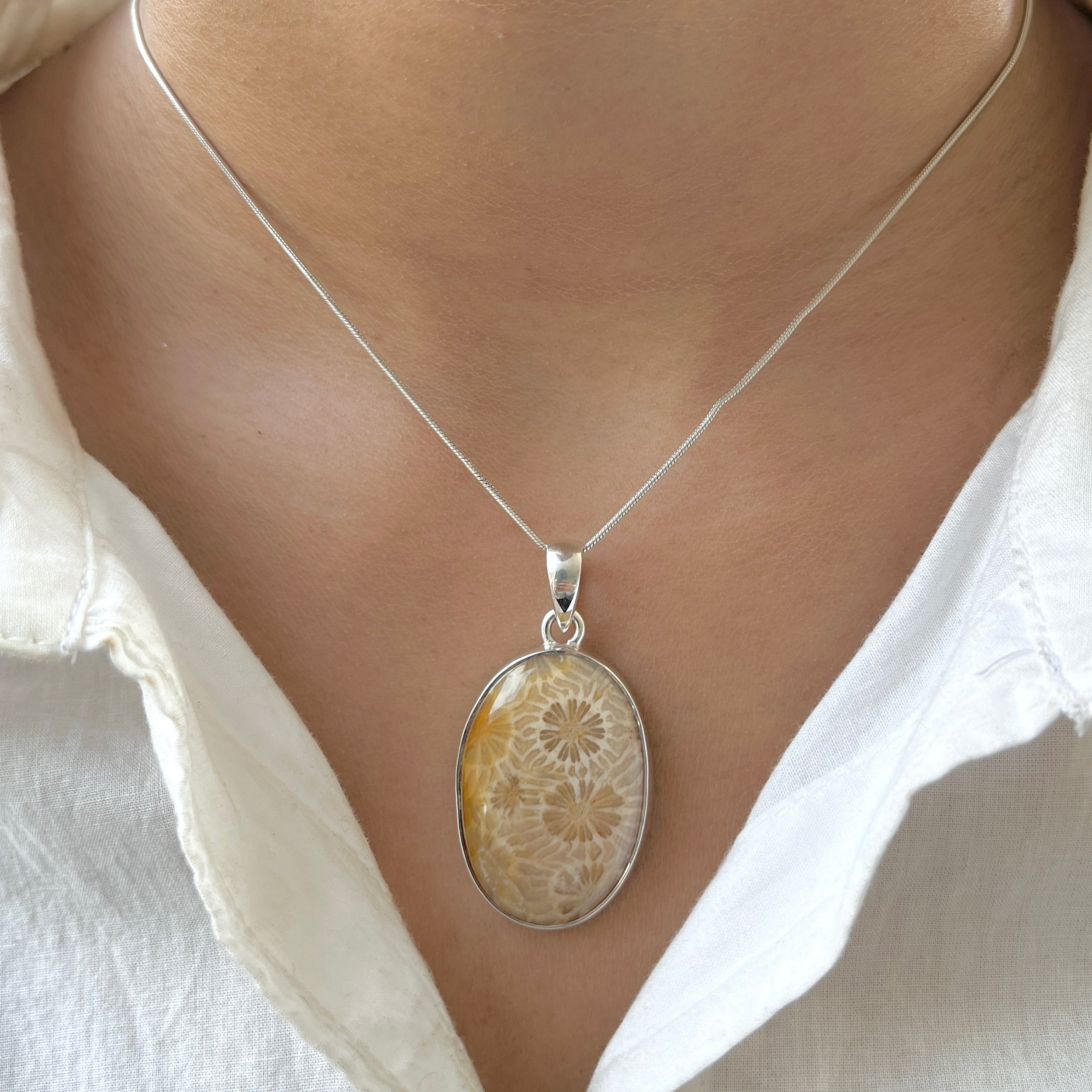 Fossilized Coral Pendant-(FSC-P-5.)