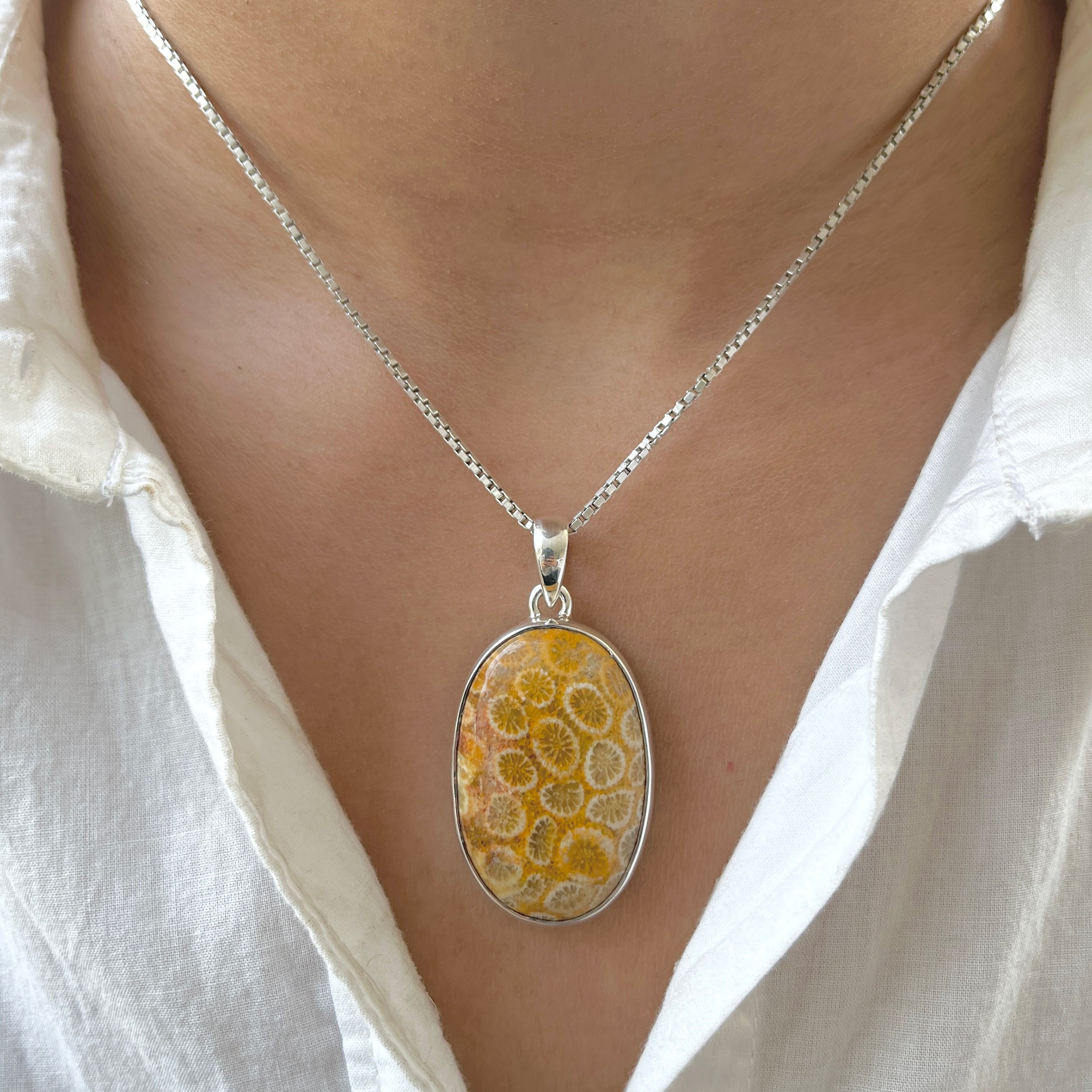 Fossilized Coral Pendant-(FSC-P-6.)