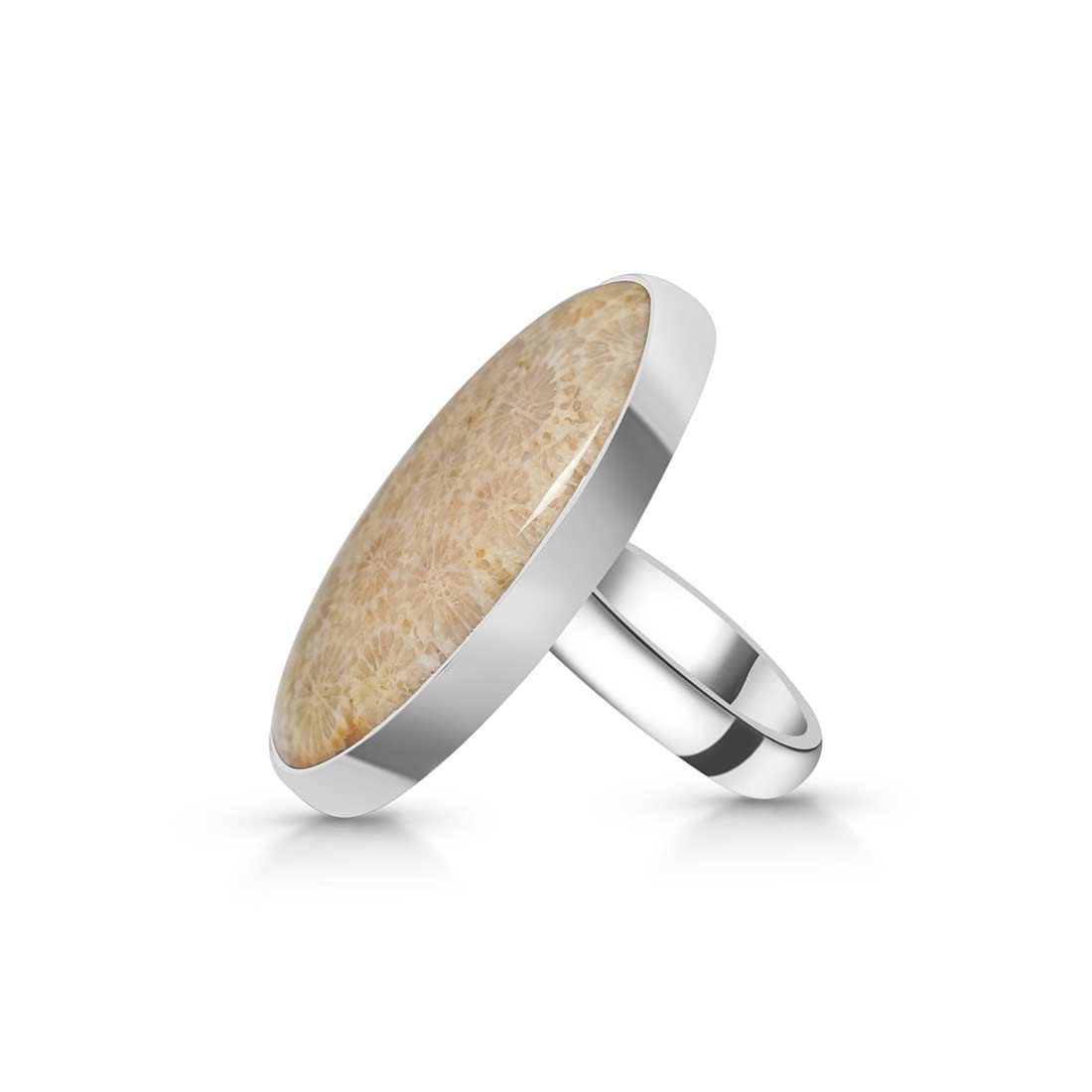 Fossilized Coral Adjustable Ring-(FSC-R-21.)