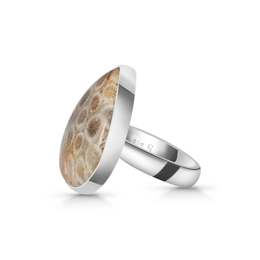 Fossilized Coral Adjustable Ring-(FSC-R-23.)