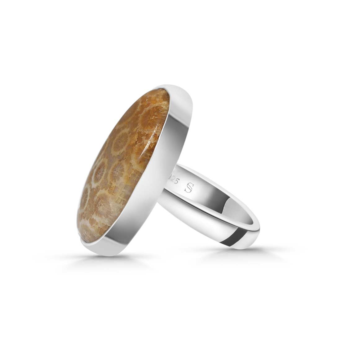 Fossilized Coral Adjustable Ring-(FSC-R-33.)