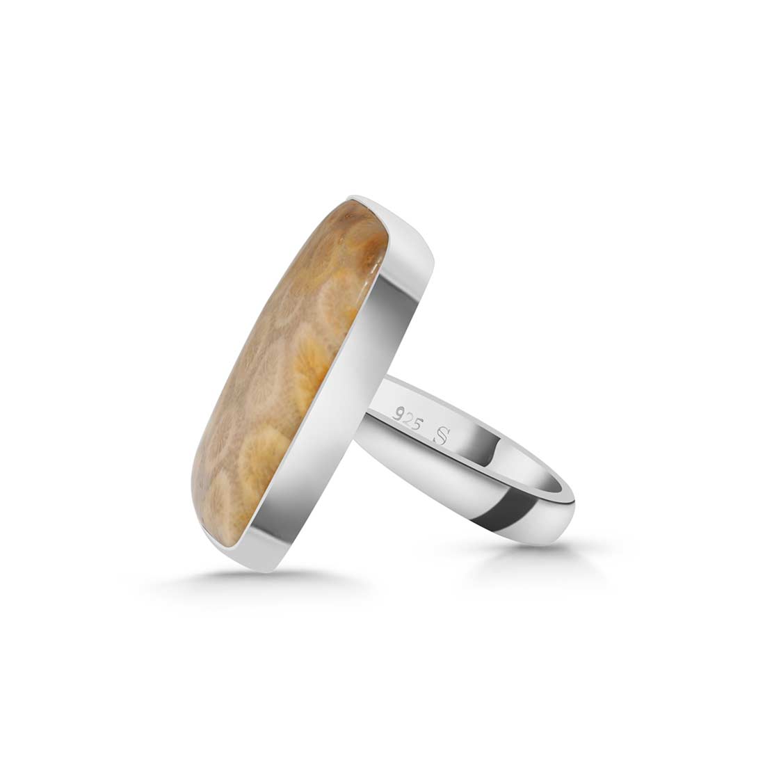 Fossilized Coral Adjustable Ring-(FSC-R-36.)