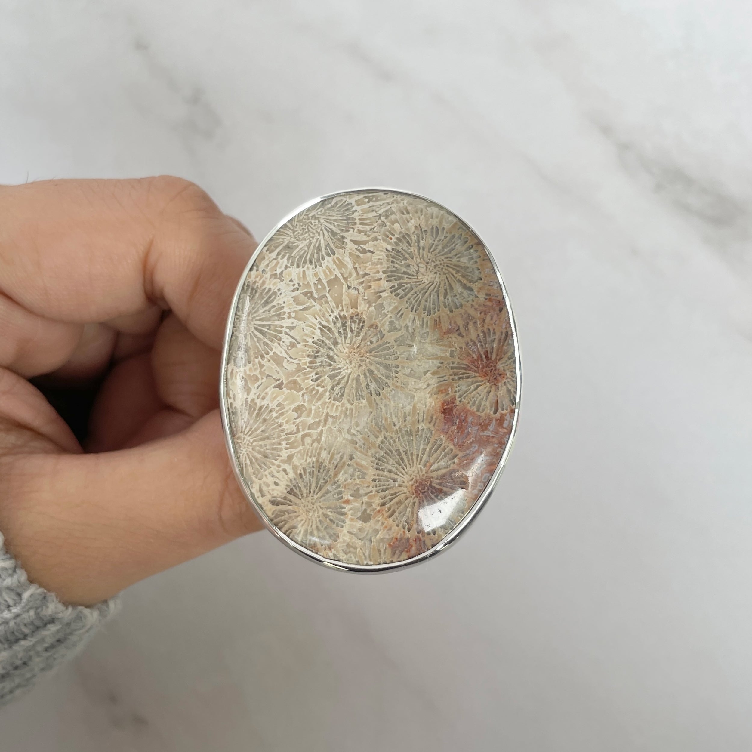 Fossilized Coral Adjustable Ring-(FSC-R-39.)