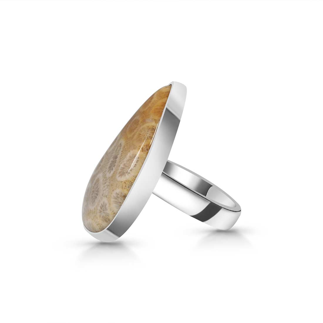 Fossilized Coral Adjustable Ring-(FSC-R-4.)