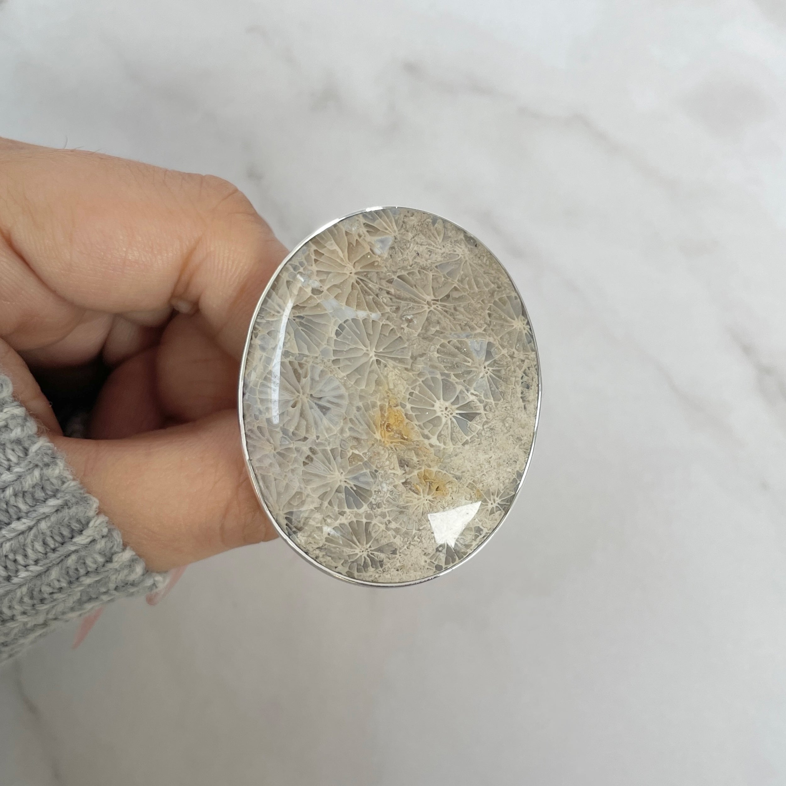 Fossilized Coral Adjustable Ring-(FSC-R-40.)