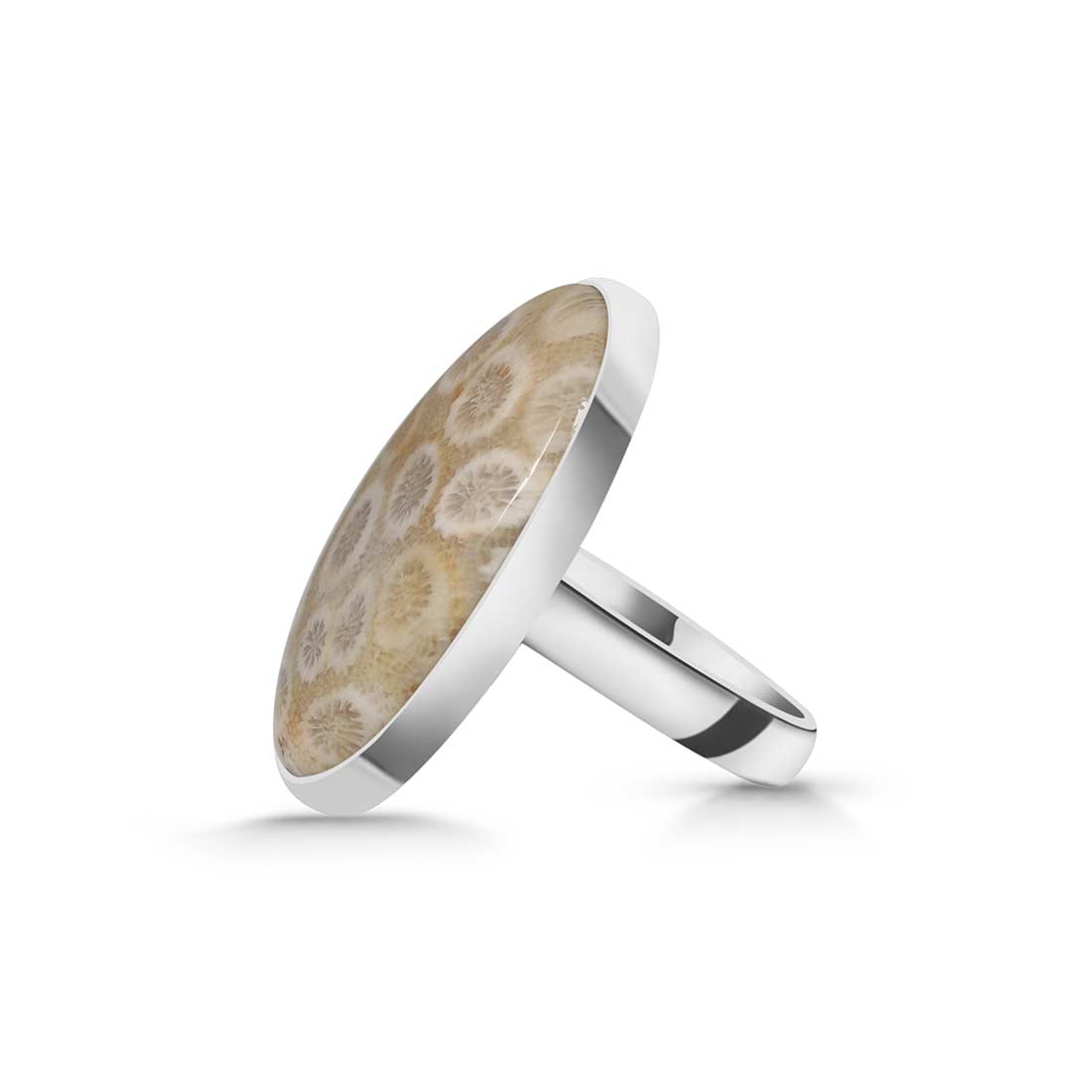 Fossilized Coral Adjustable Ring-(FSC-R-5.)
