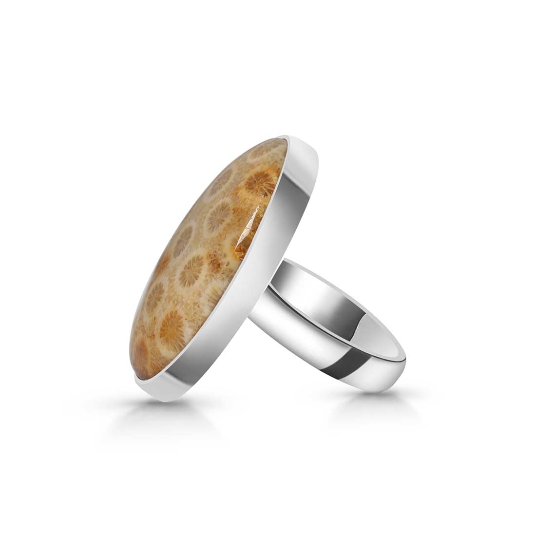 Fossilized Coral Adjustable Ring-(FSC-R-6.)