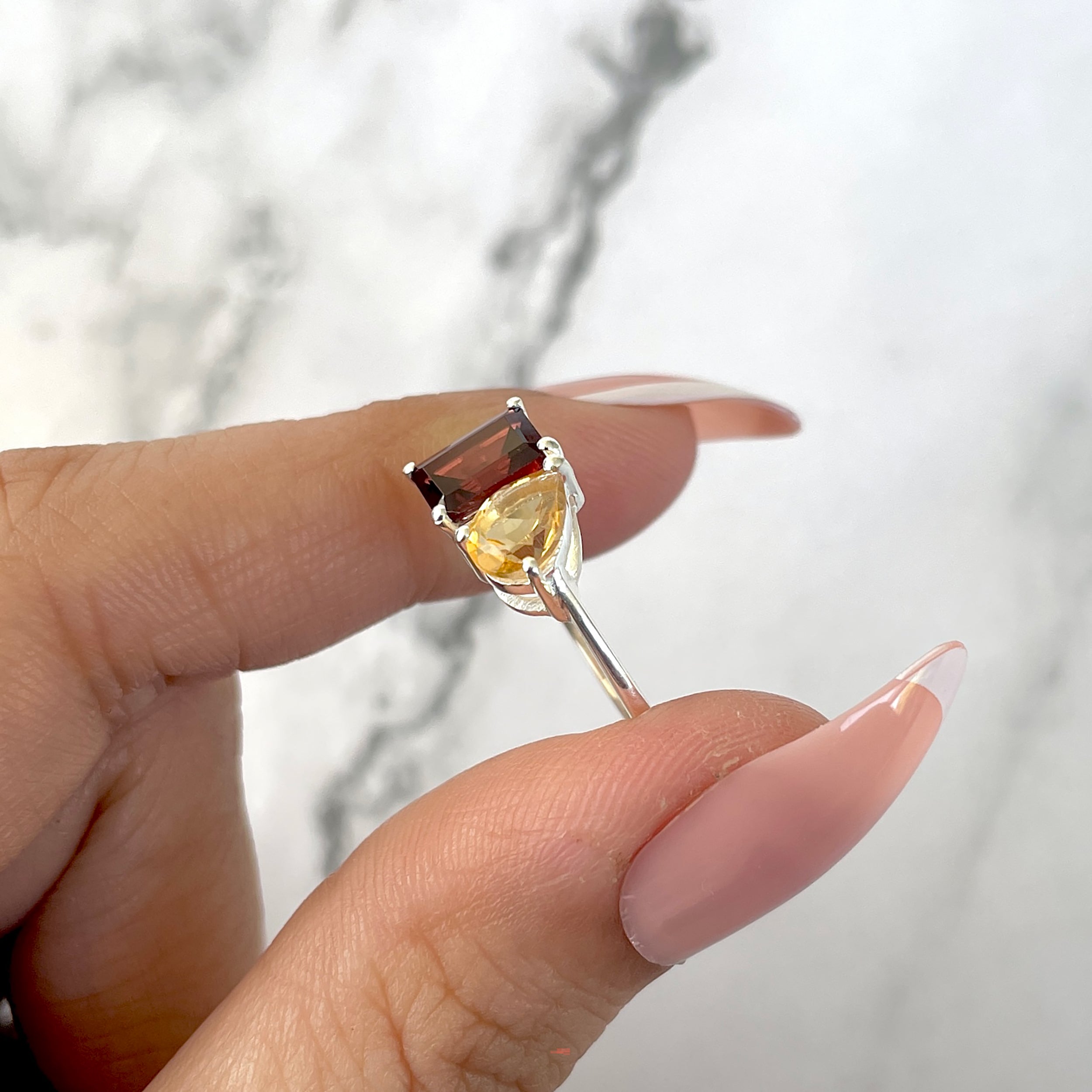 Garnet & Citrine Ring-(GAR-SR-3540.)