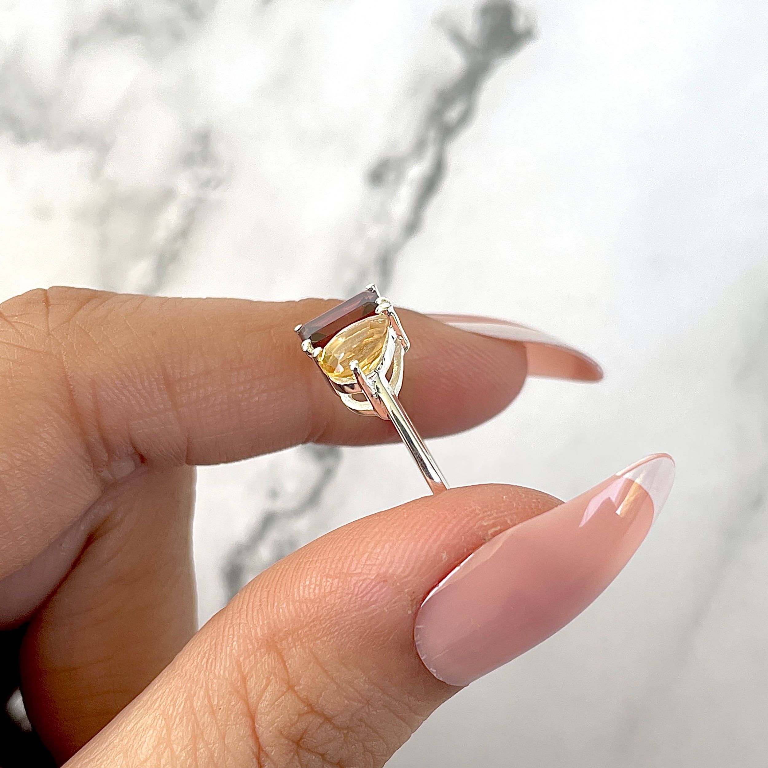 Garnet & Citrine Ring-(GAR-SR-3540.)