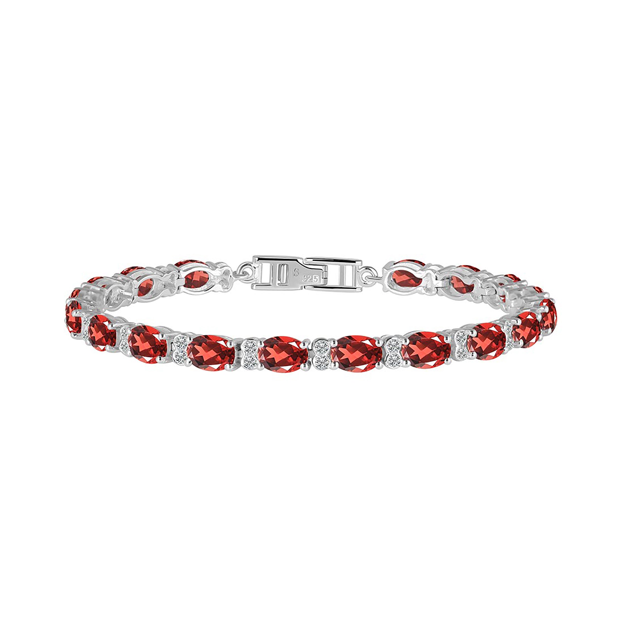 Garnet & White Topaz Bracelet-(GAR-SB-108.)