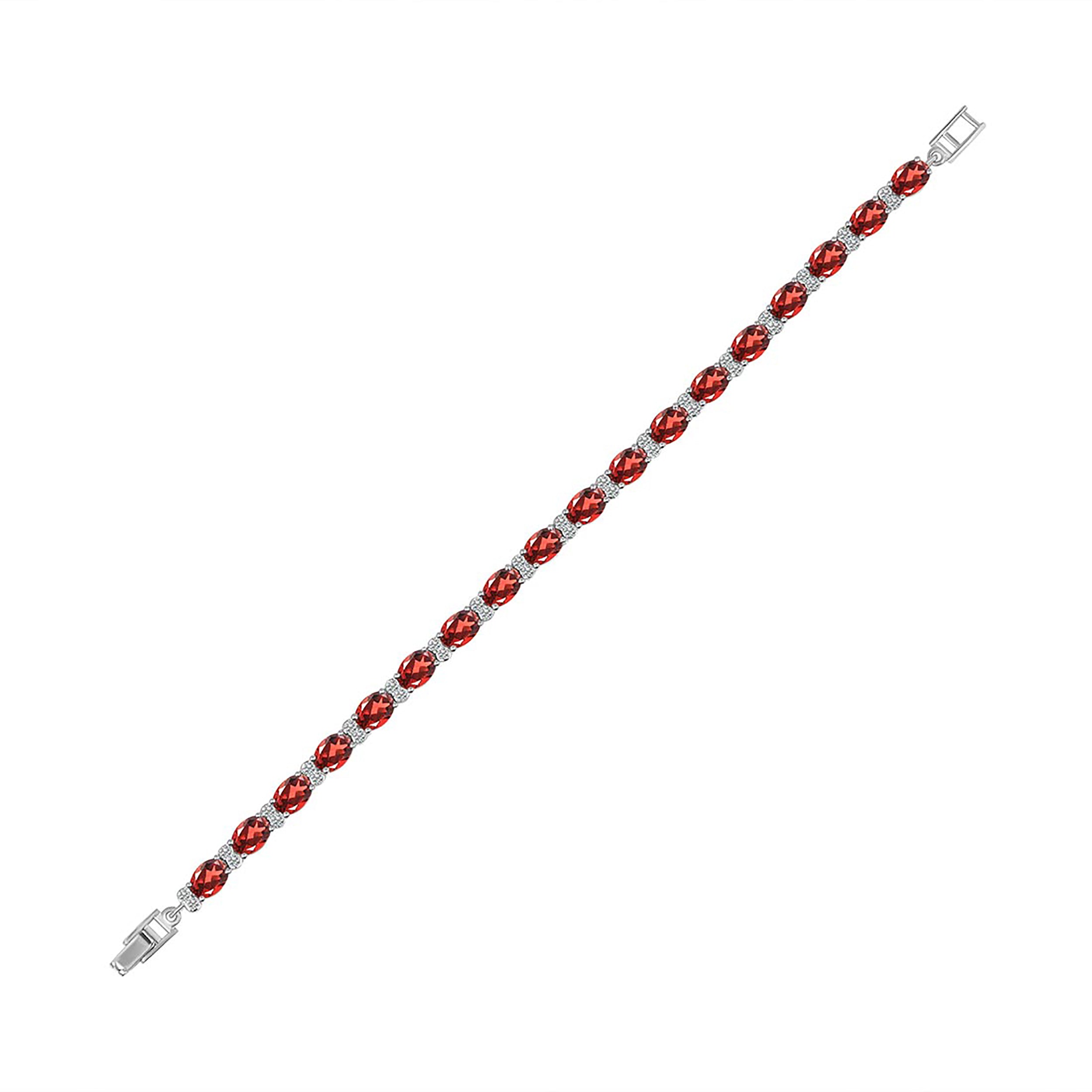 Garnet & White Topaz Bracelet-(GAR-SB-108.)