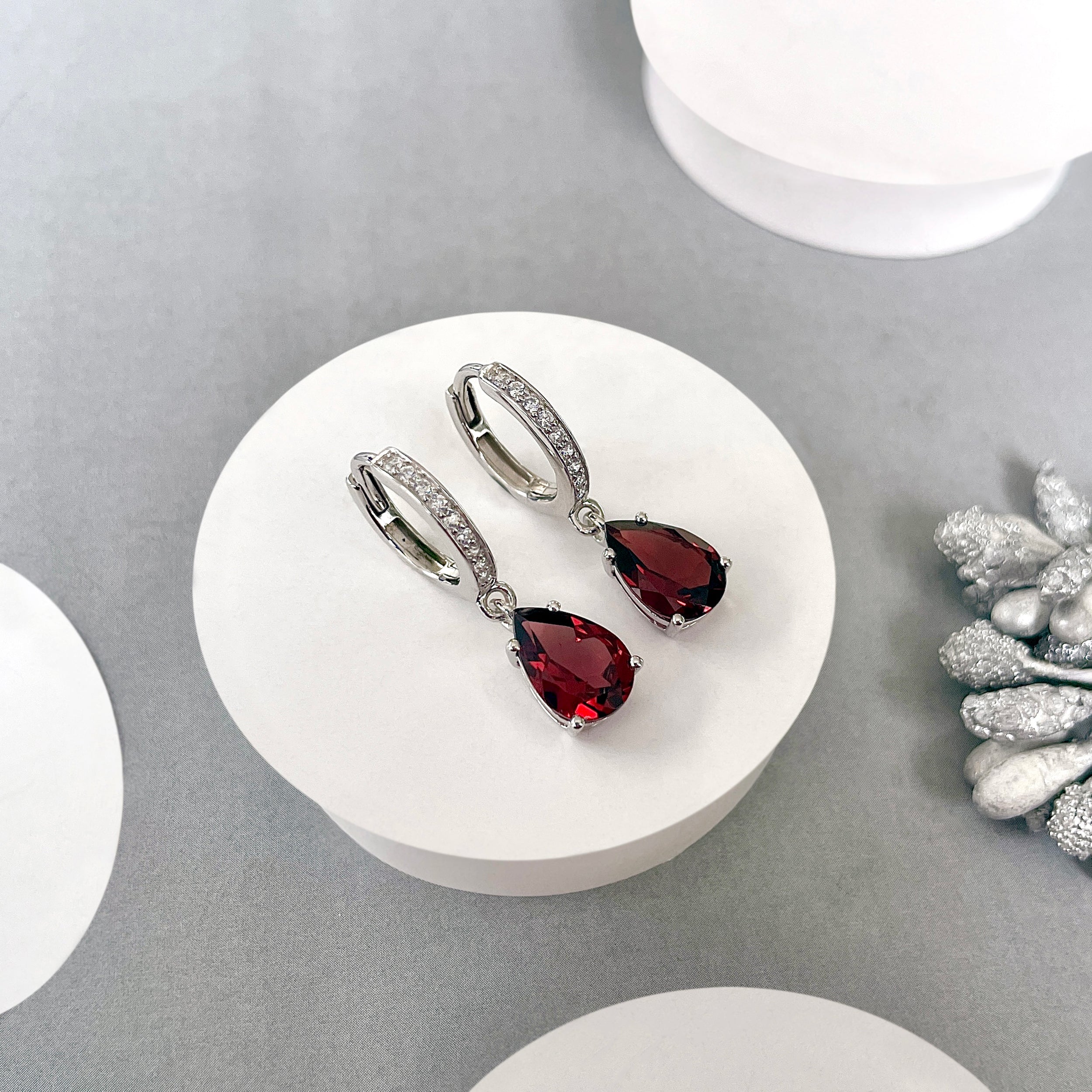 Garnet Leverback Earring-(GAR-SE-1223.)