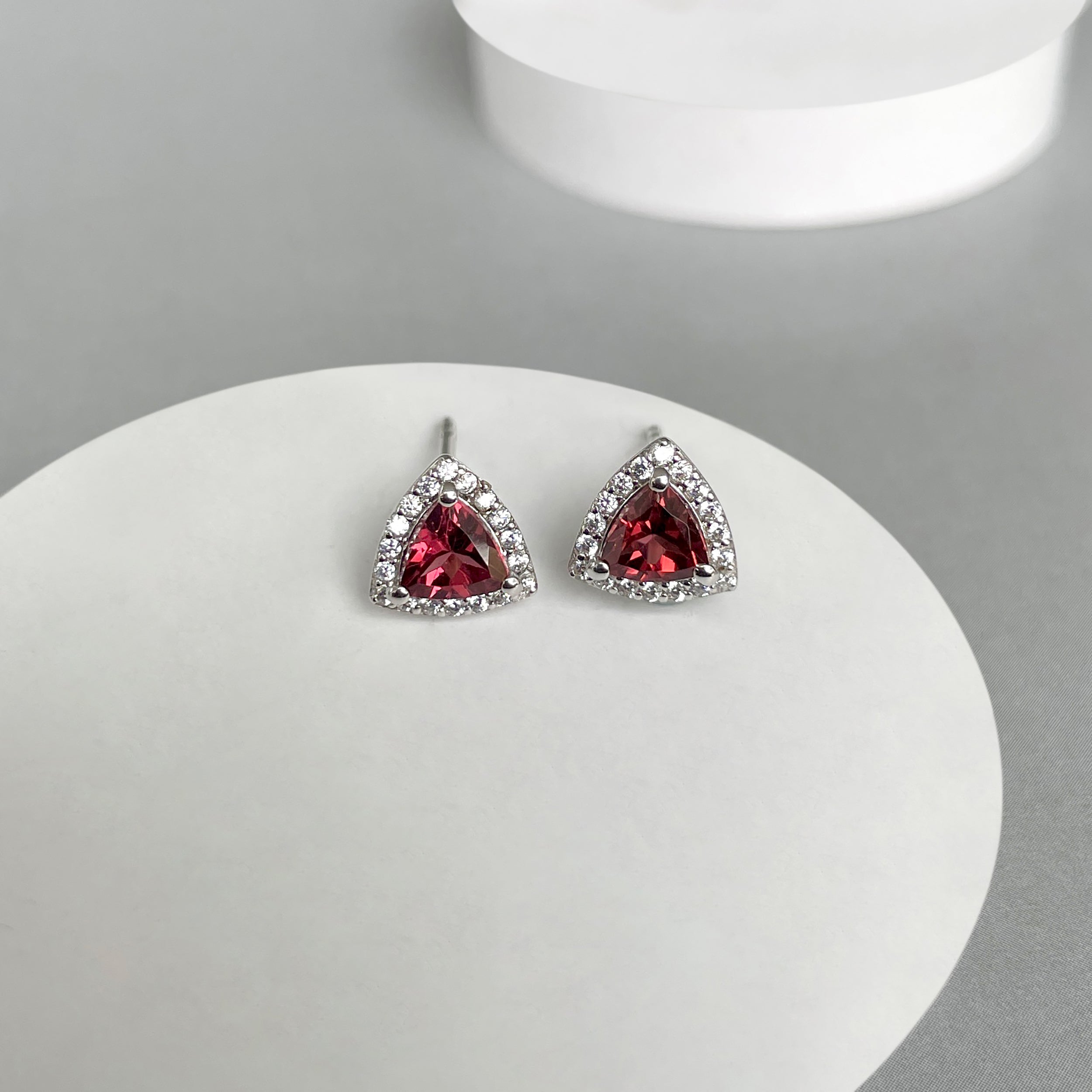 Garnet Stud Earrings-(GAR-SE-1269.)