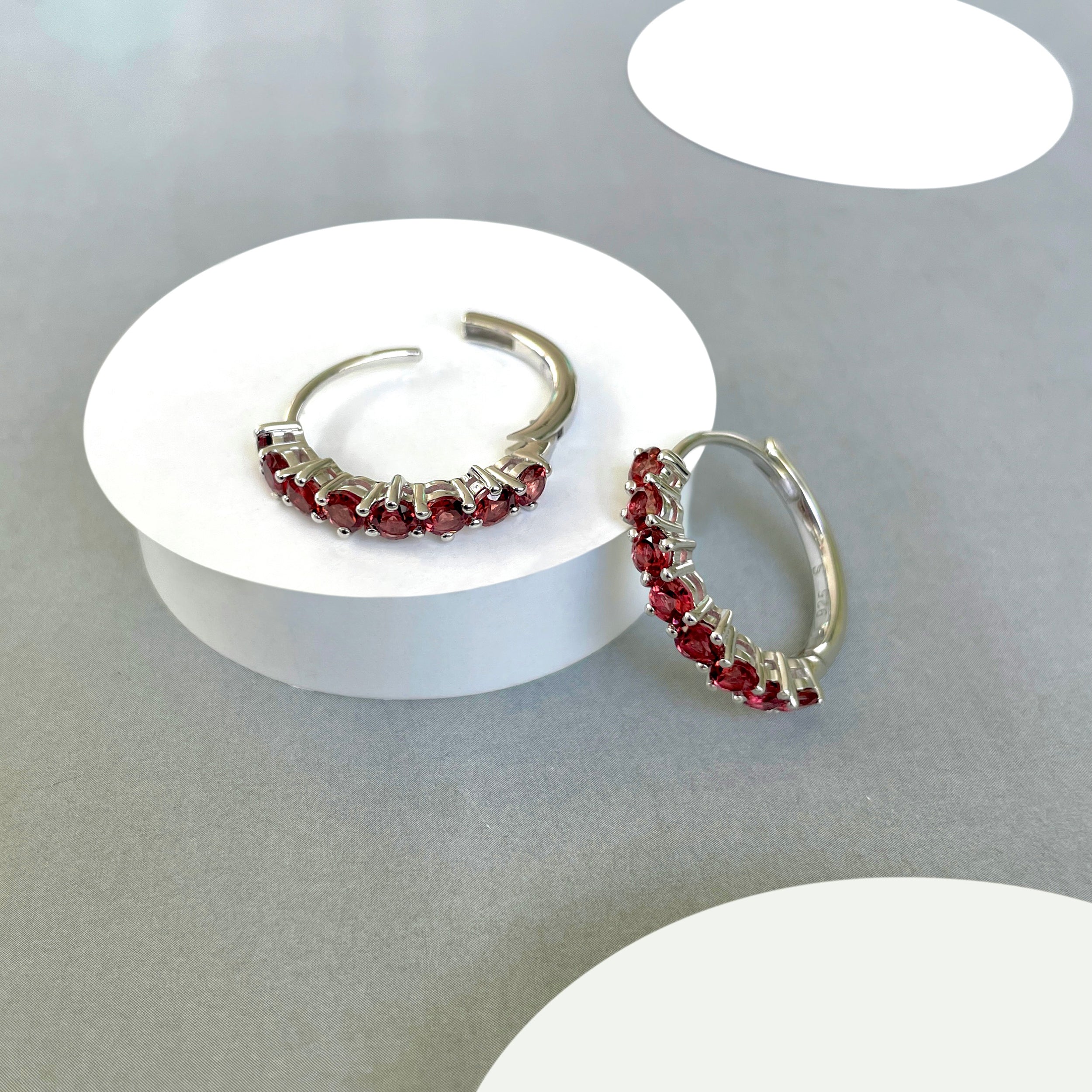 Garnet Hoop Earring-(GAR-SE-1276.)