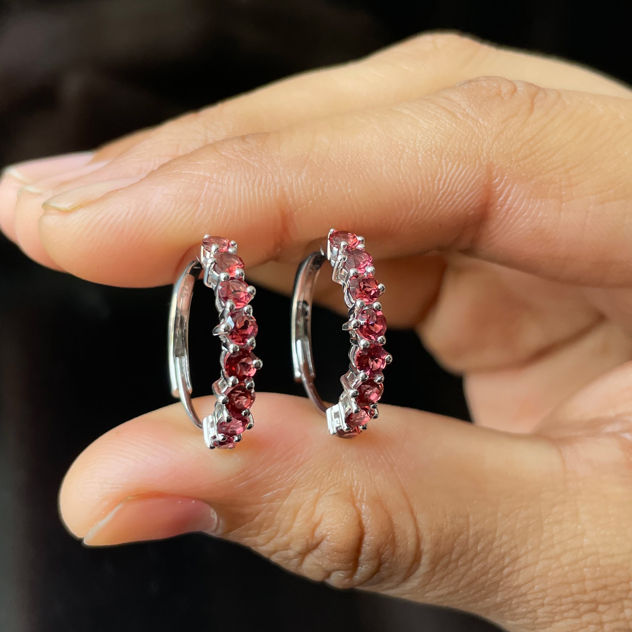 Garnet Hoop Earring-(GAR-SE-1276.)