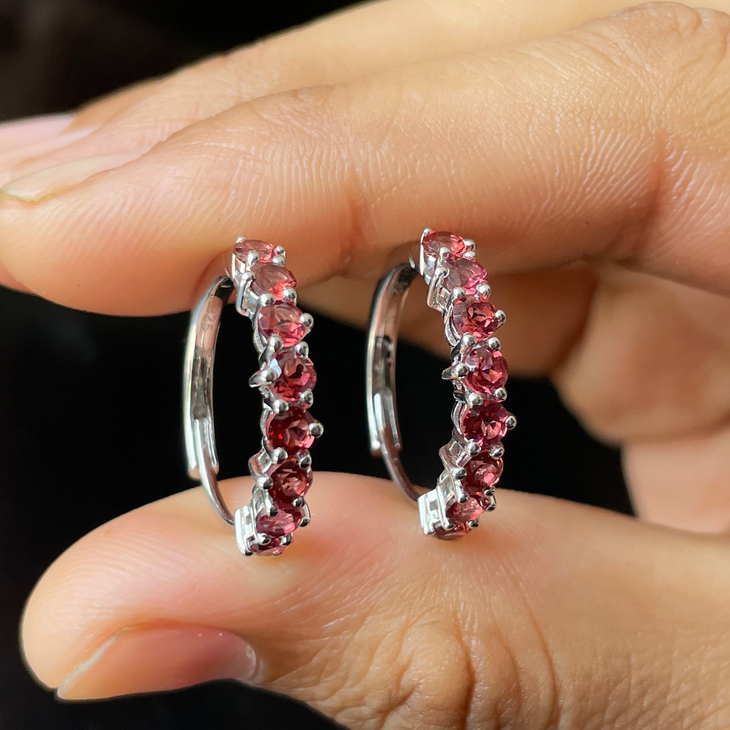Garnet Hoop Earring-(GAR-SE-1276.)