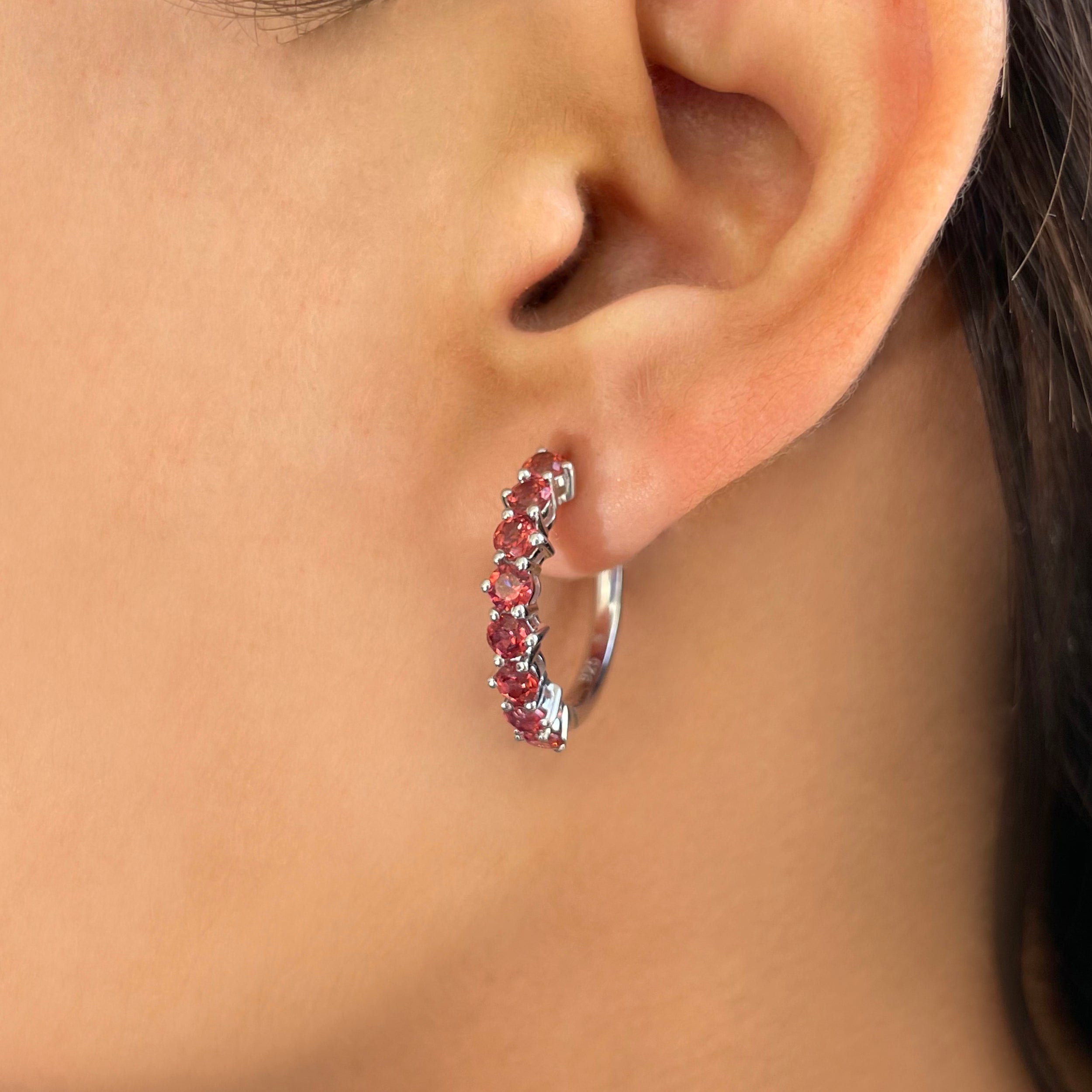 Garnet Hoop Earring-(GAR-SE-1276.)