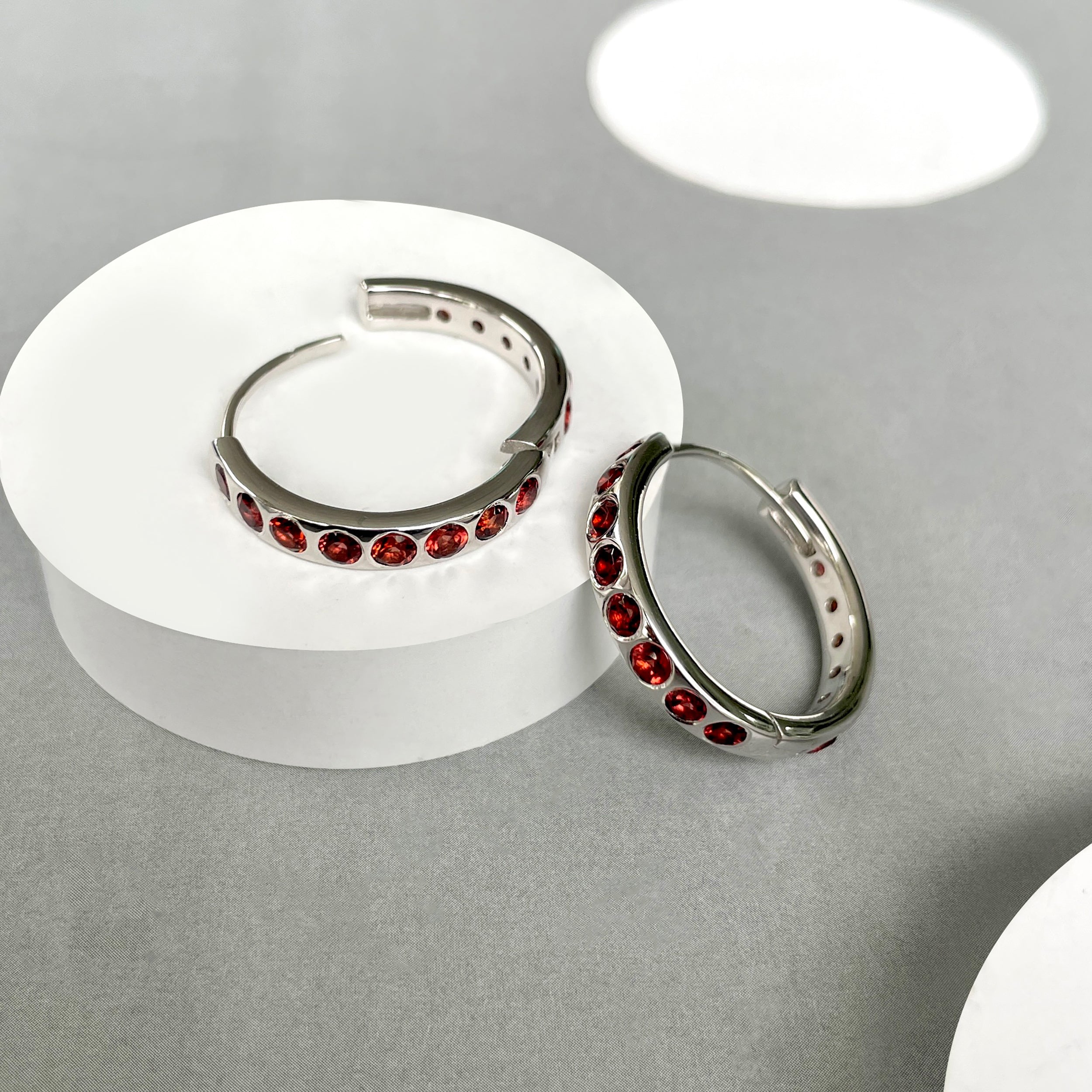 Garnet Hoop Earring-(GAR-SE-1277.)