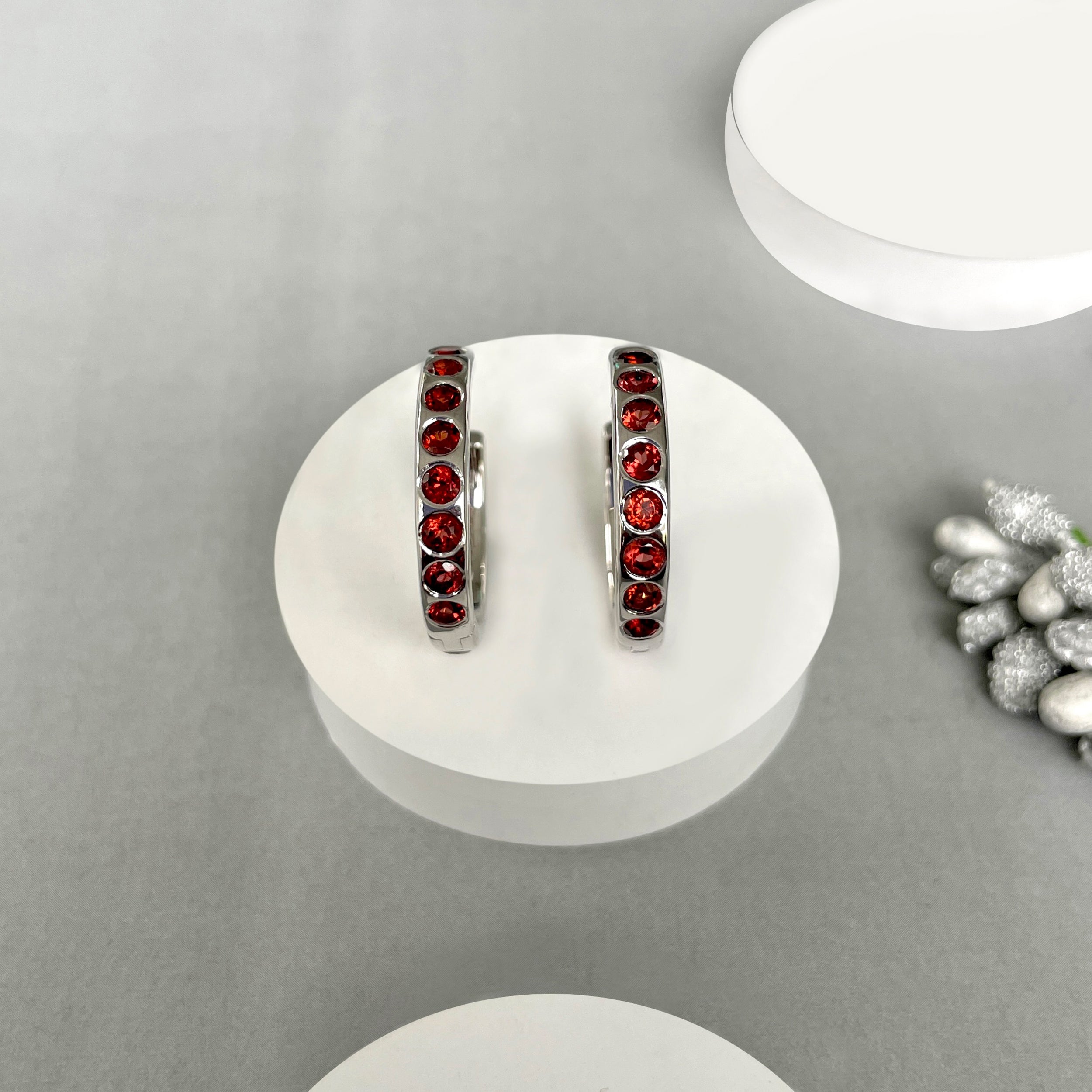 Garnet Hoop Earring-(GAR-SE-1277.)