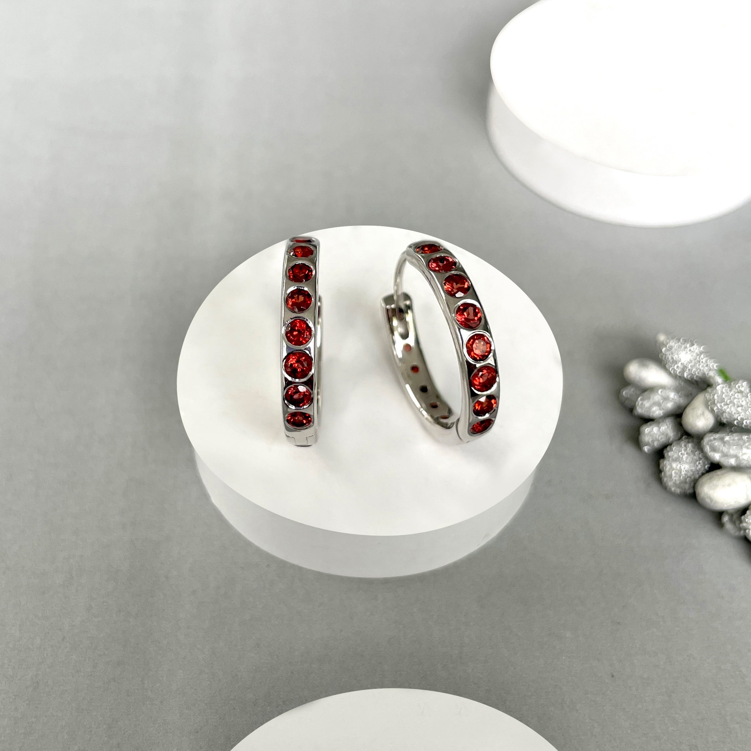 Garnet Hoop Earring-(GAR-SE-1277.)