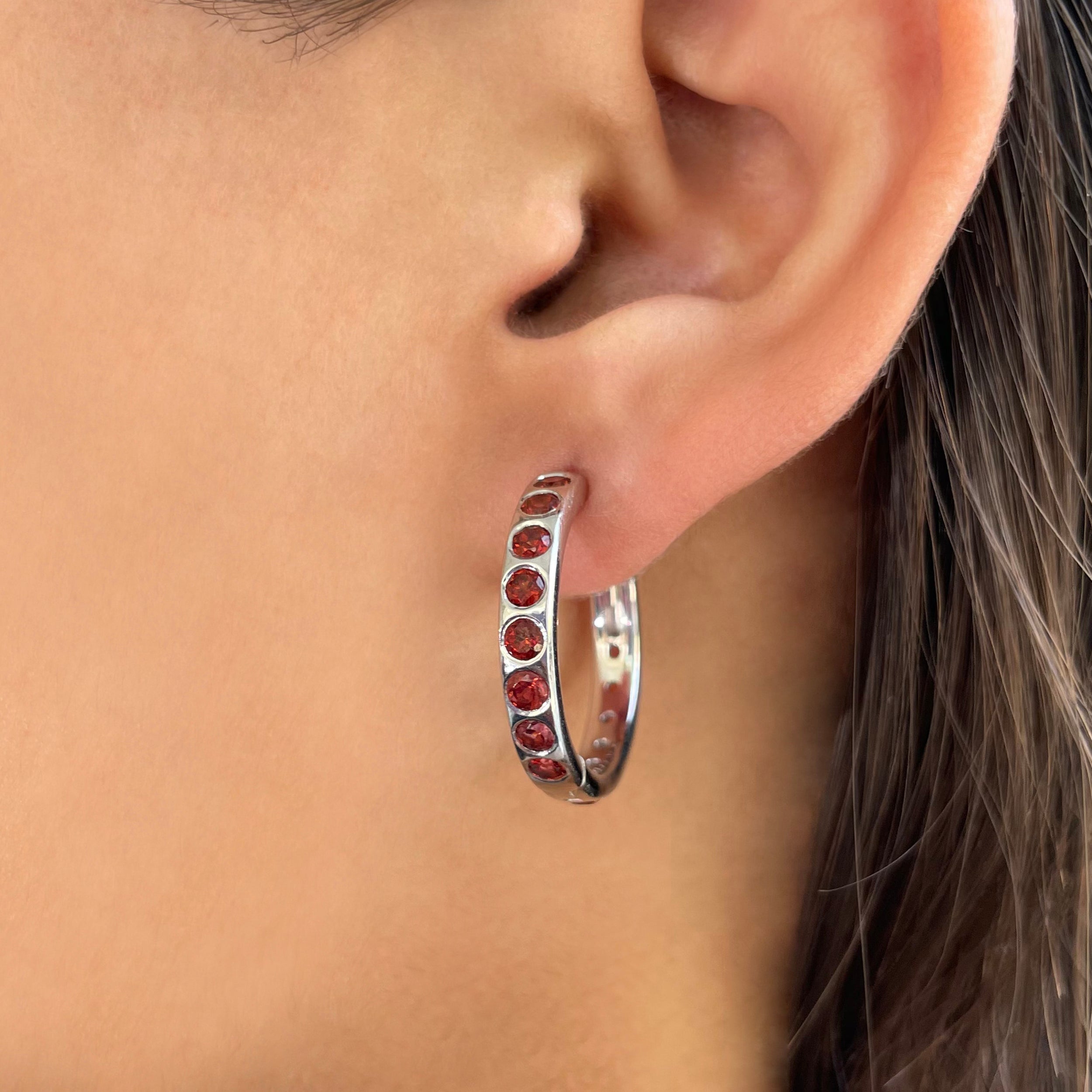 Garnet Hoop Earring-(GAR-SE-1277.)
