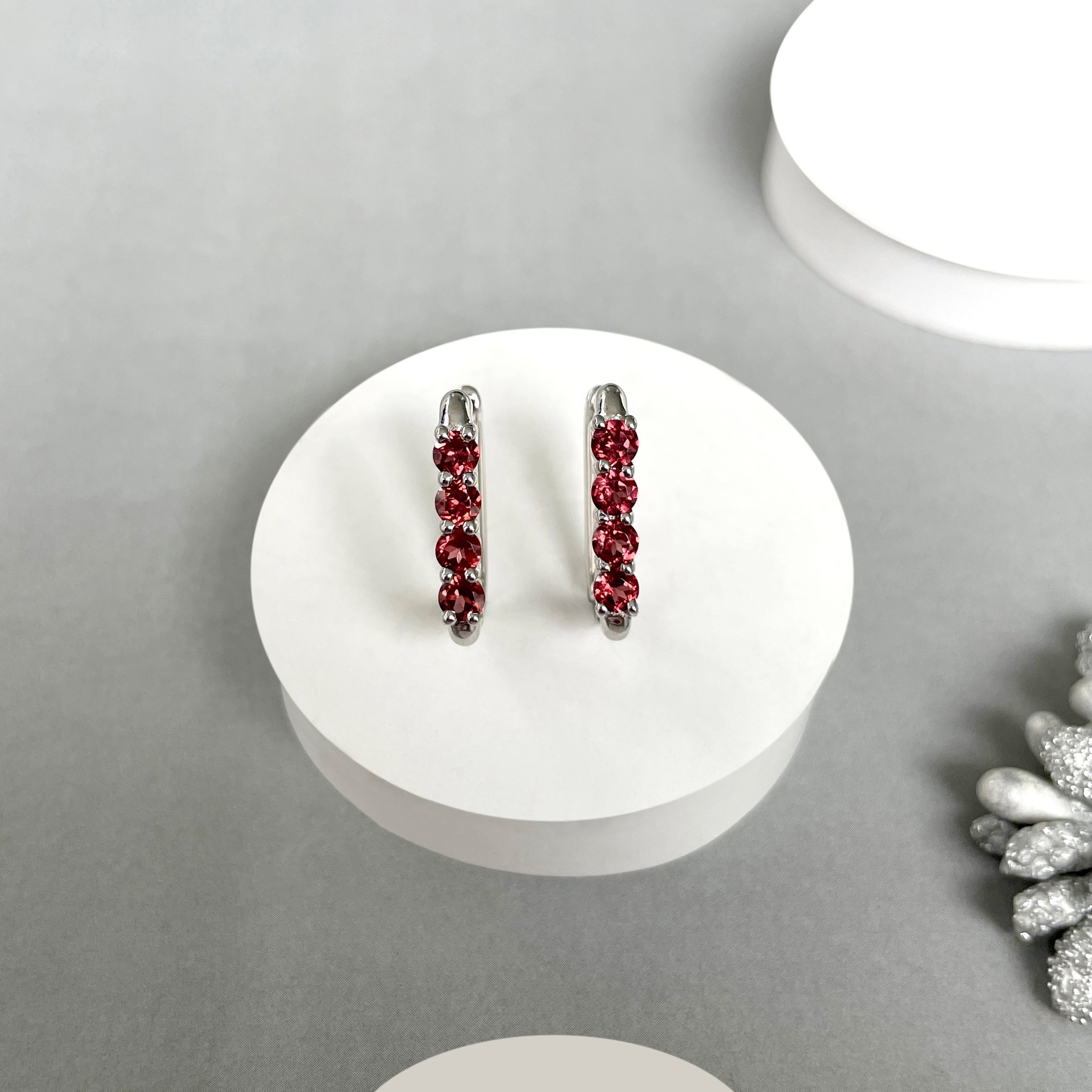 Garnet Hoop Earrings-(GAR-SE-1281.)