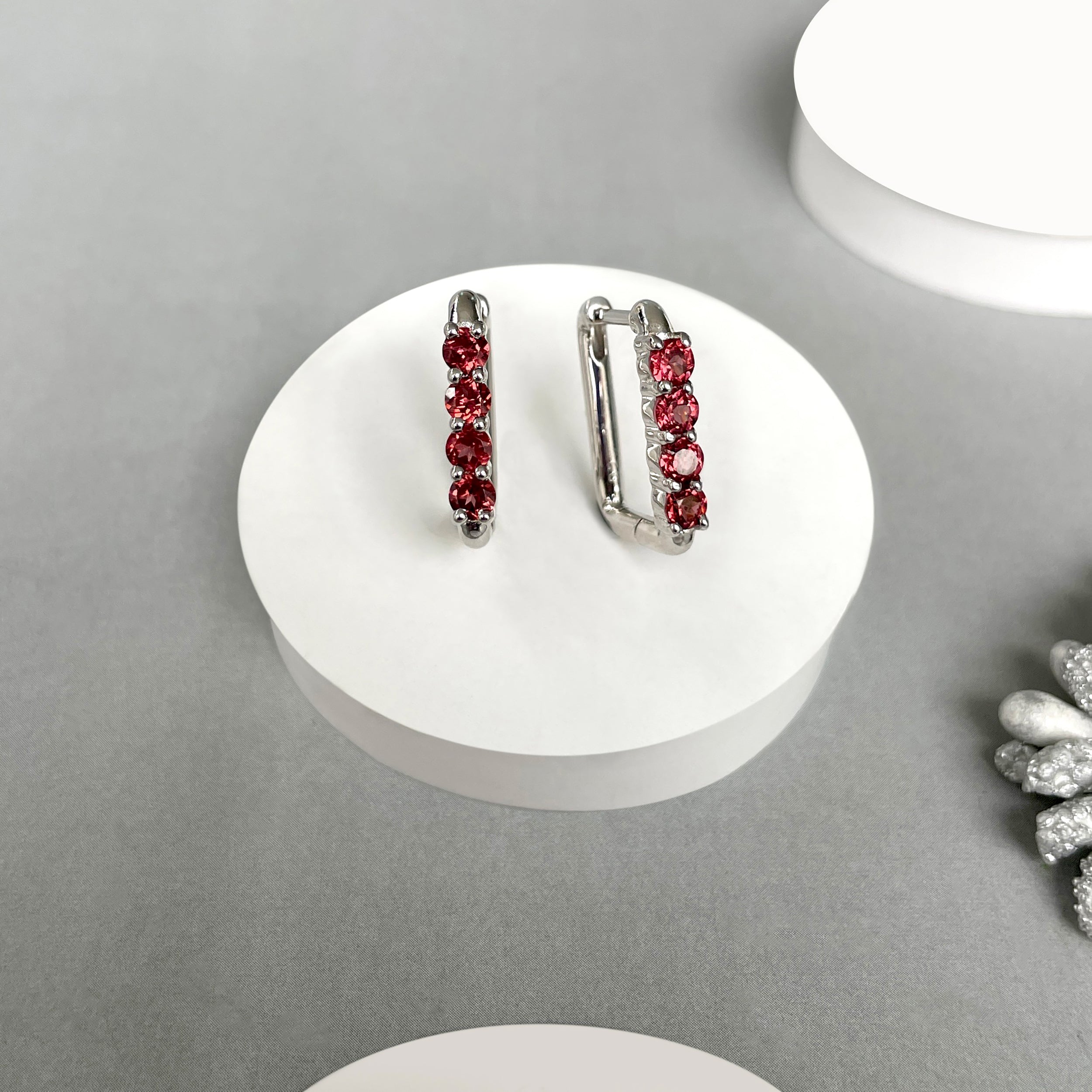 Garnet Hoop Earrings-(GAR-SE-1281.)
