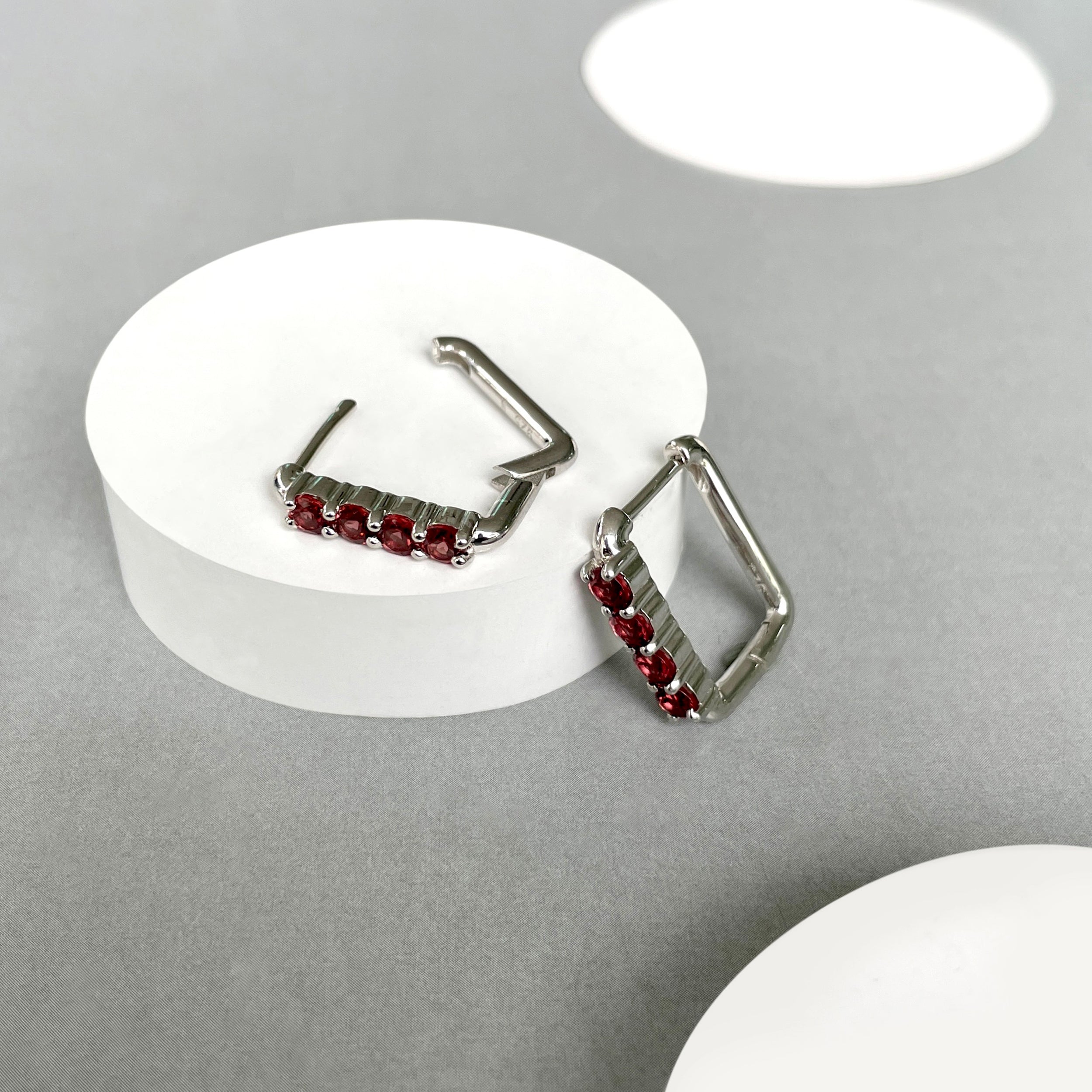 Garnet Hoop Earring-(GAR-SE-1281.)