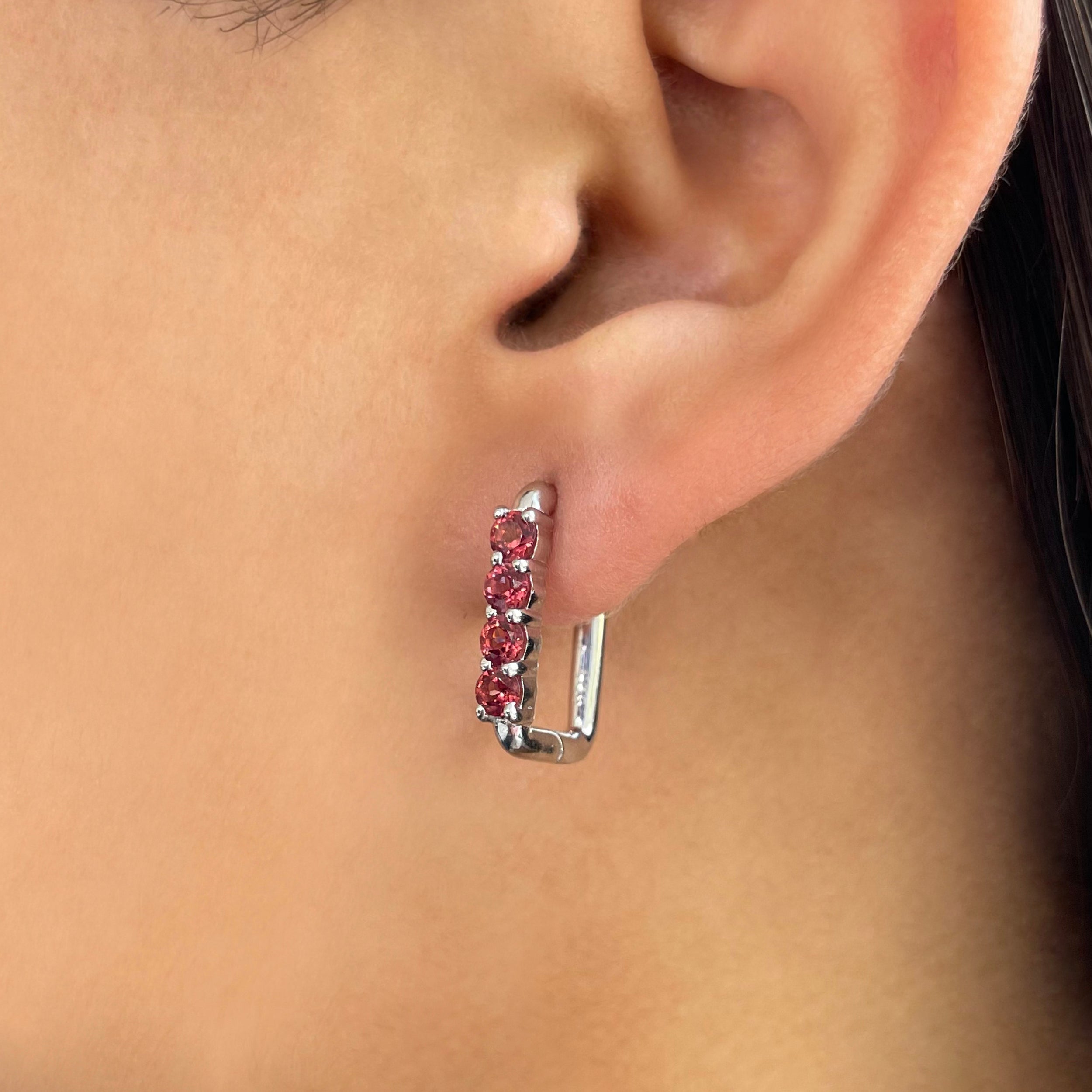 Garnet Hoop Earring-(GAR-SE-1281.)