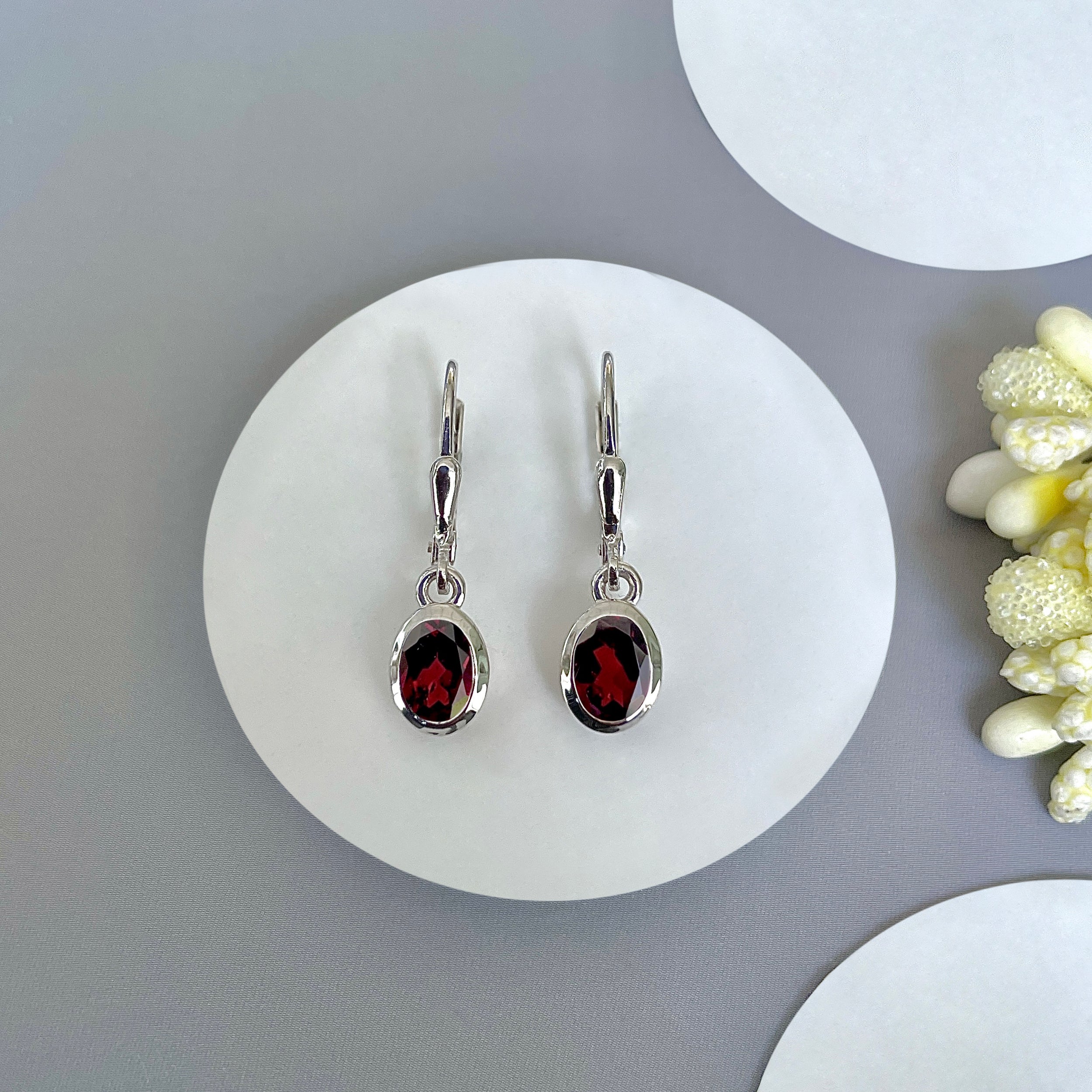 Garnet Leverback Earring-(GAR-SE-1316.)