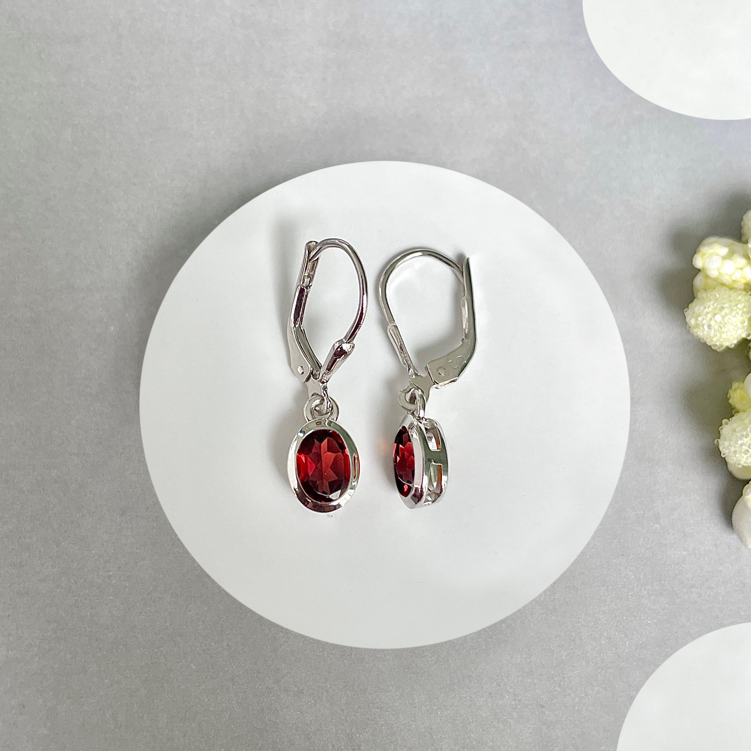 Garnet Leverback Earrings-(GAR-SE-1316.)