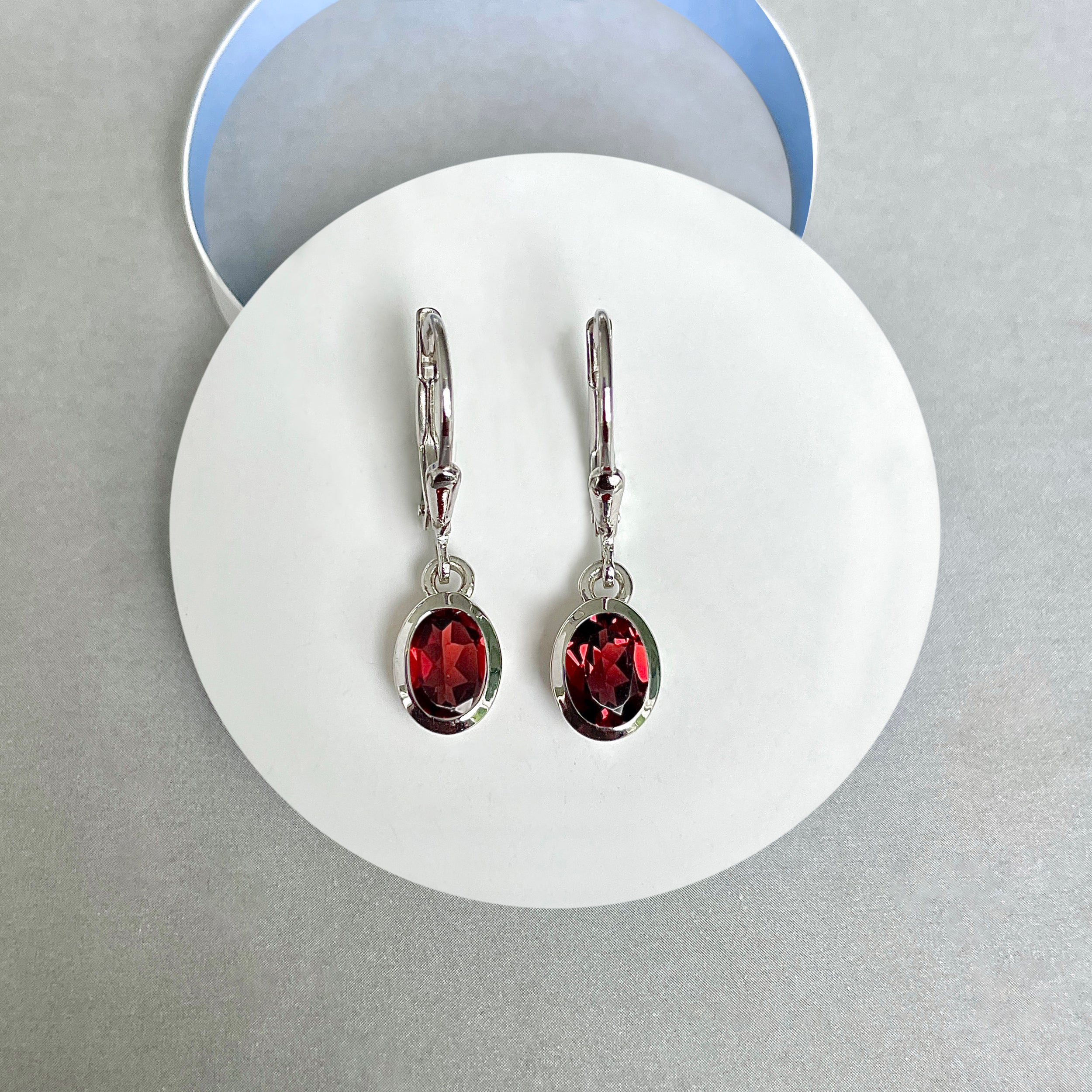 Garnet Leverback Earrings-(GAR-SE-1316.)