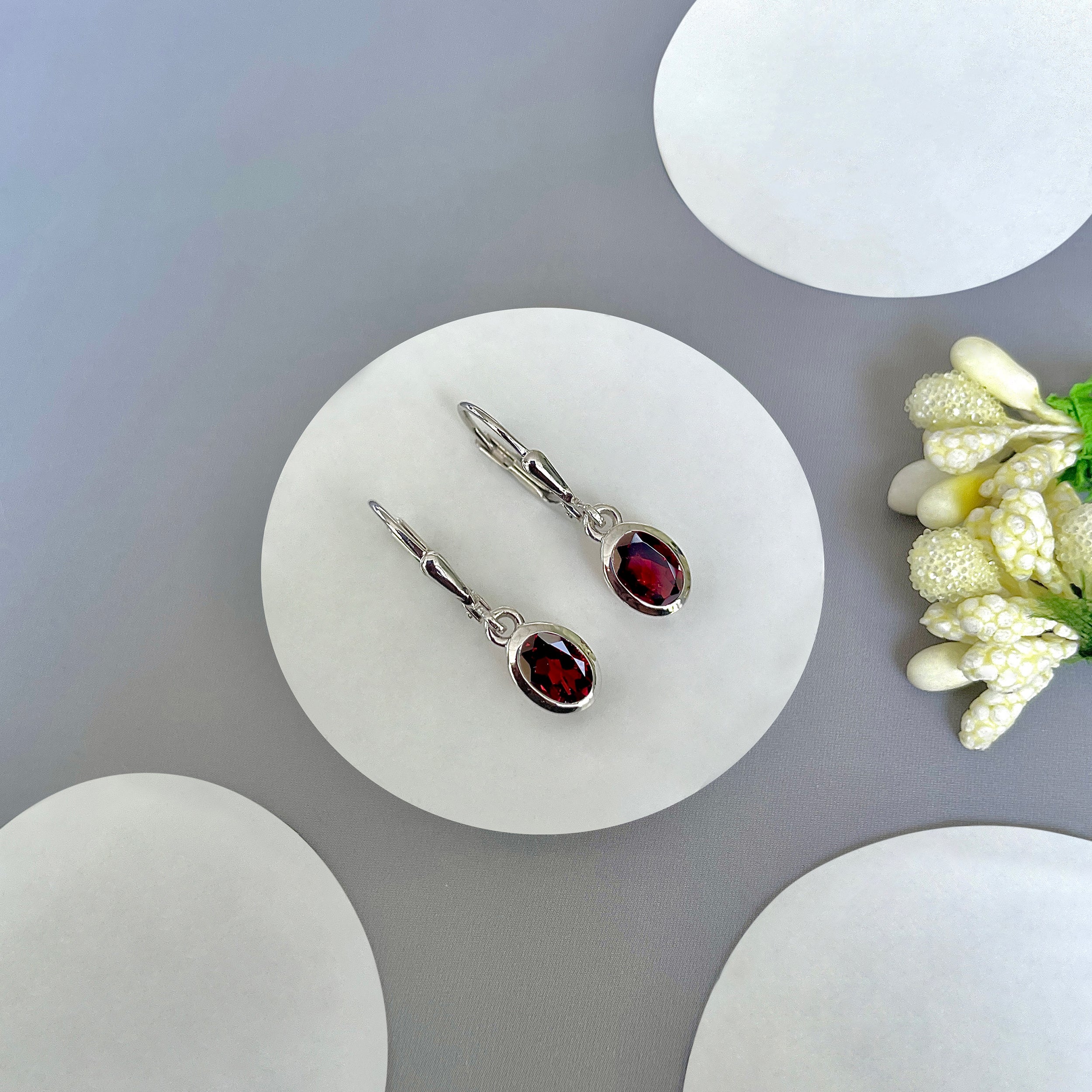 Garnet Leverback Earring-(GAR-SE-1316.)