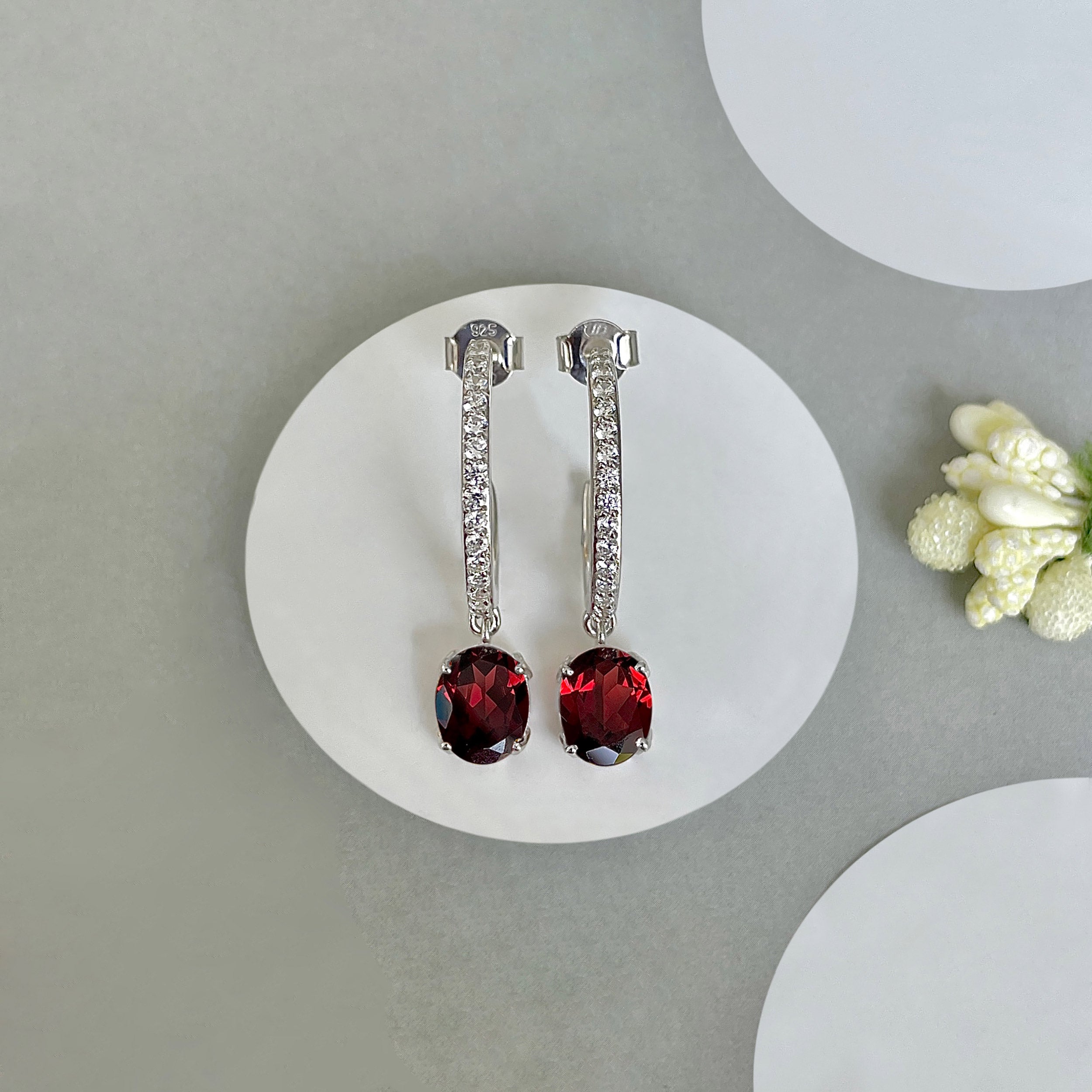 Garnet Hoop Earring-(GAR-SE-1469.)