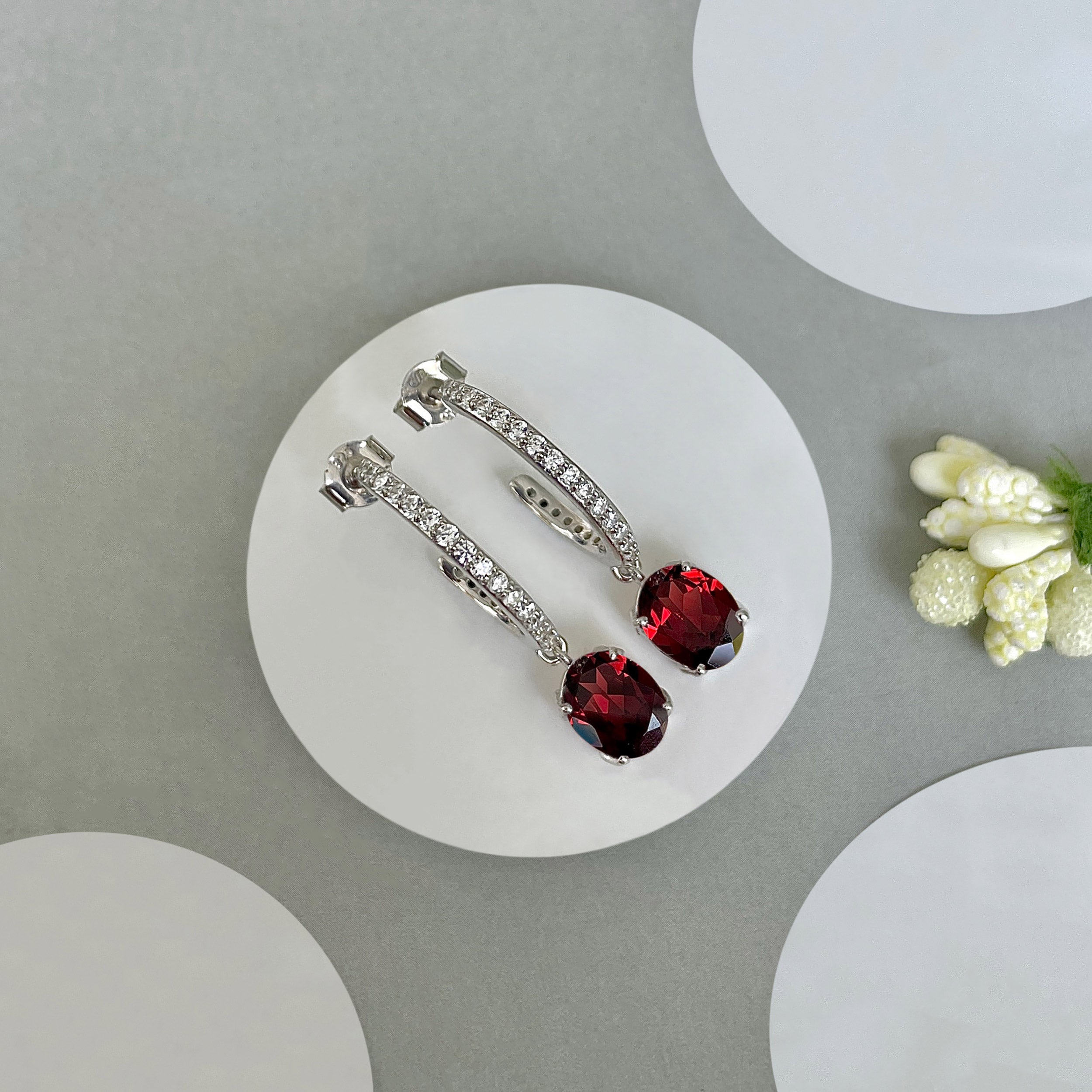 Garnet Hoop Earring-(GAR-SE-1469.)