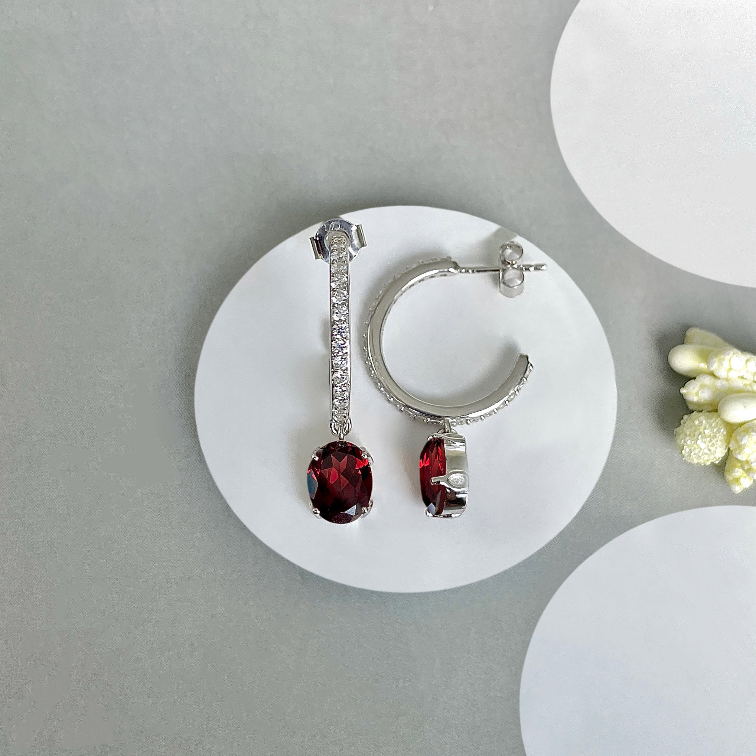 Garnet Hoop Earring-(GAR-SE-1469.)