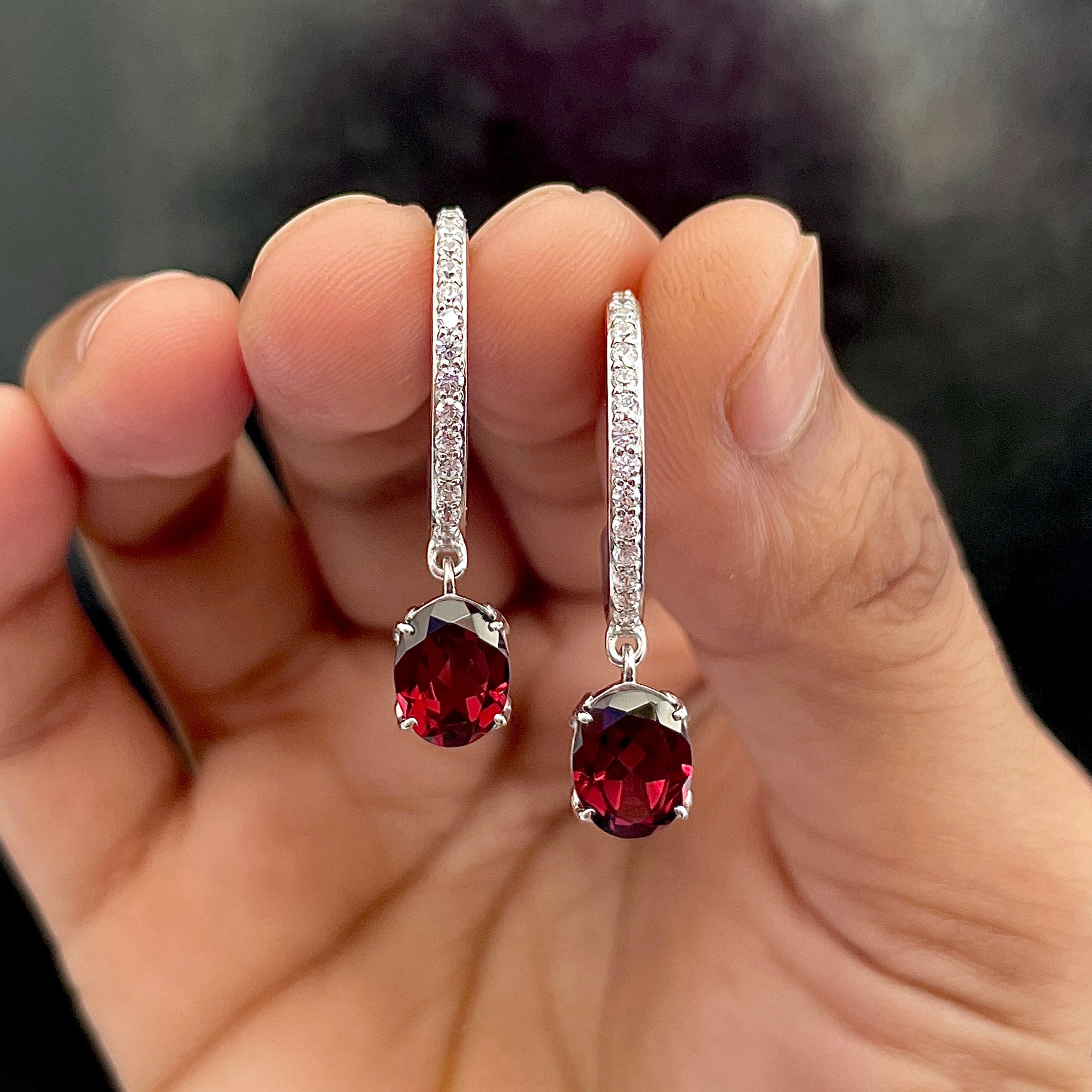 Garnet Hoop Earring-(GAR-SE-1469.)
