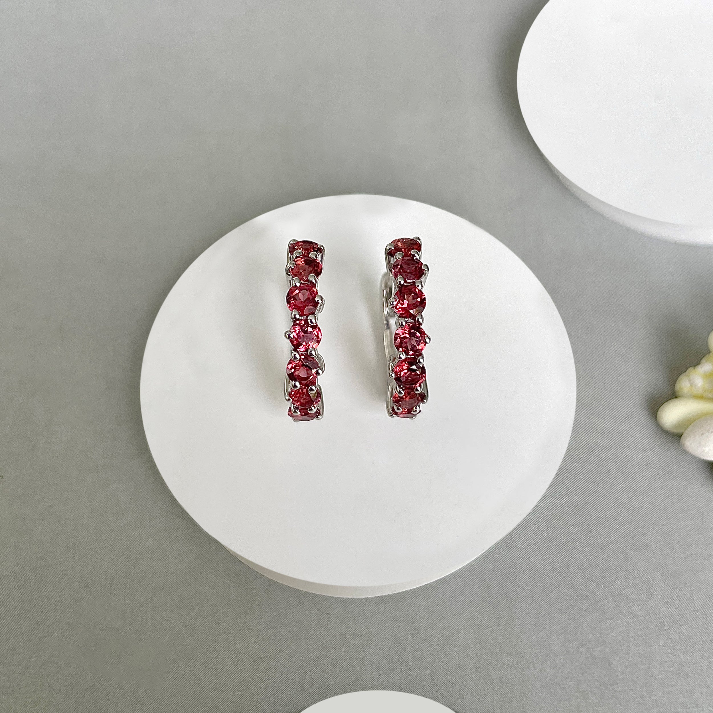 Garnet Hoop Earring-(GAR-SE-1473.)