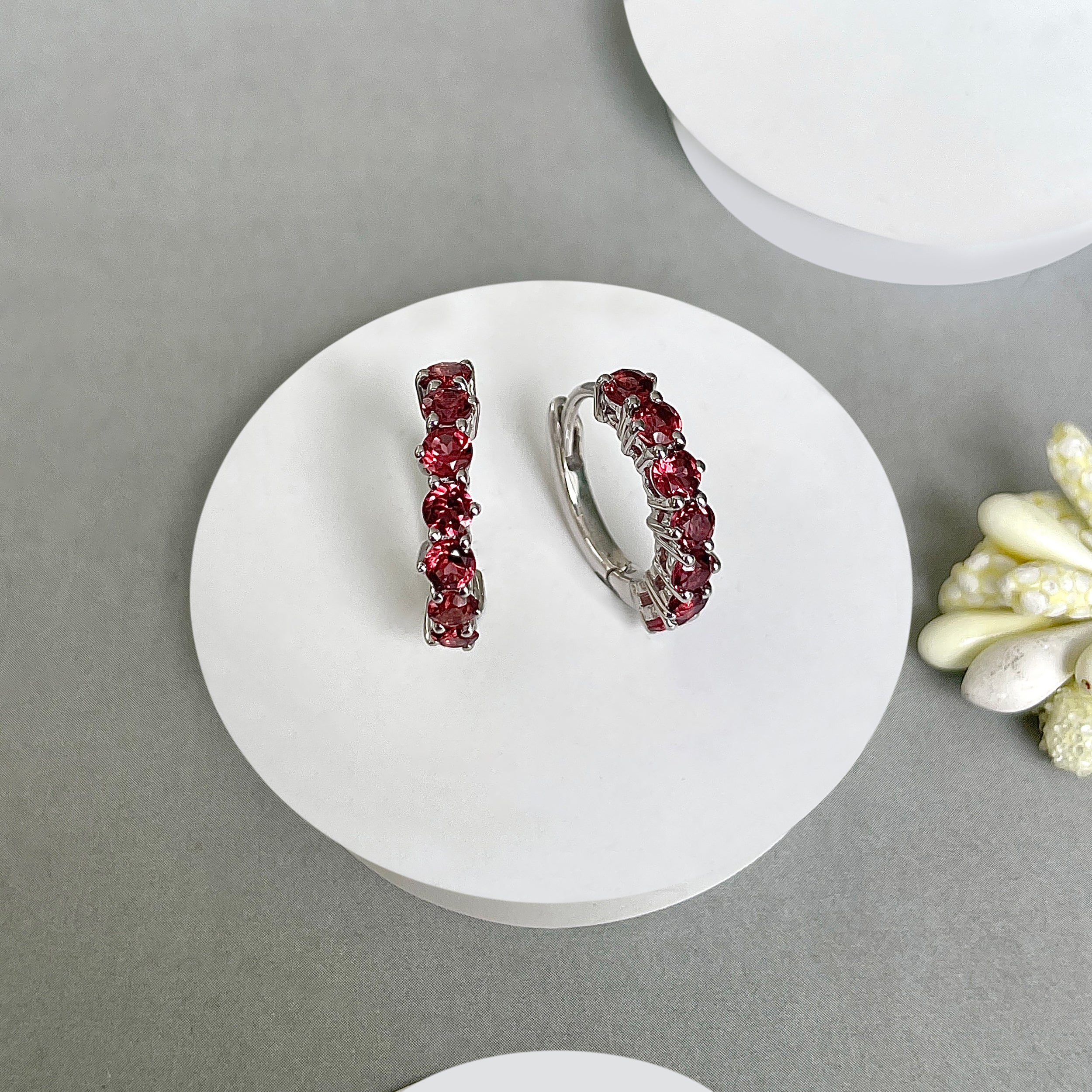Garnet Hoop Earring-(GAR-SE-1473.)