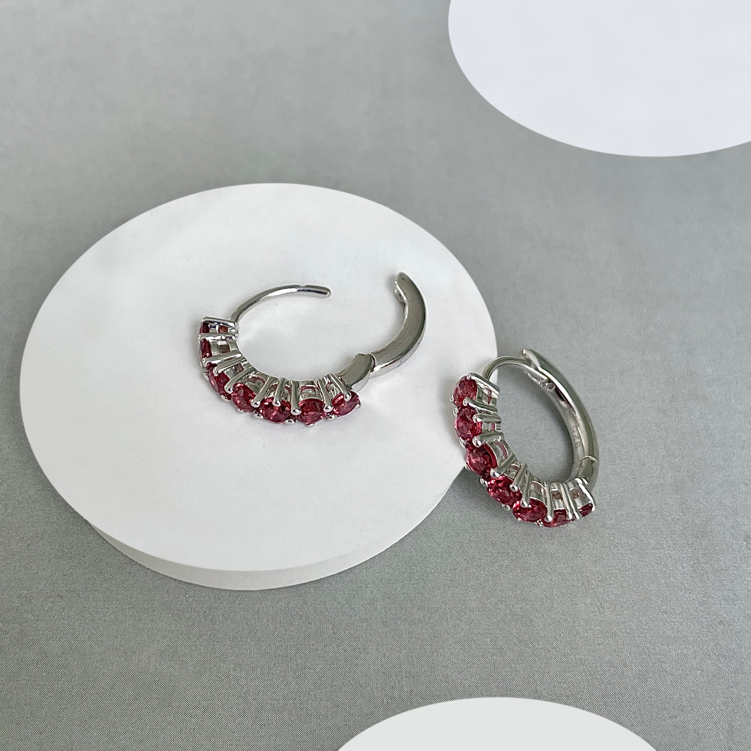 Garnet Hoop Earring-(GAR-SE-1473.)