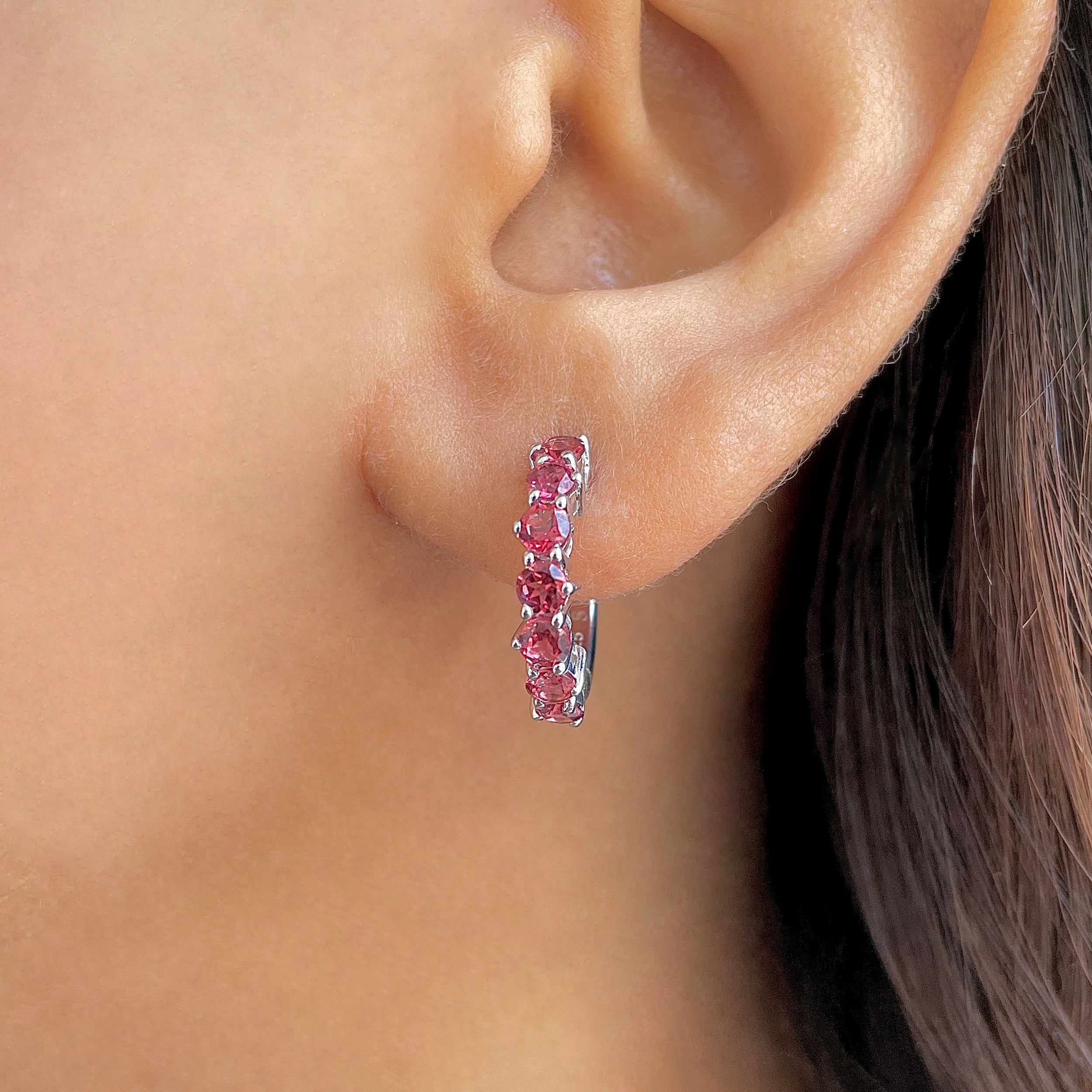 Garnet Hoop Earring-(GAR-SE-1473.)