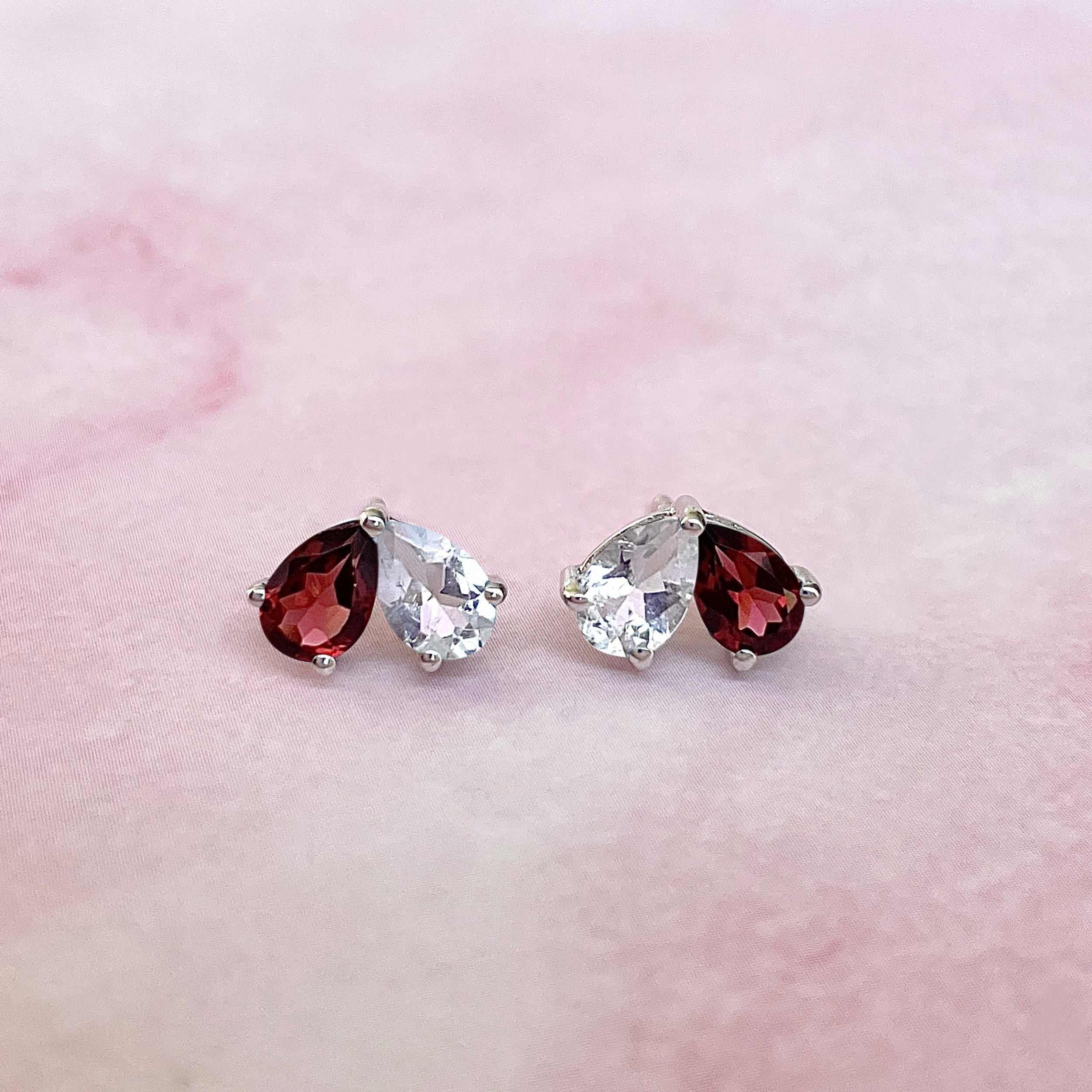Garnet & White Topaz Earring-(GAR-SE-1795.)
