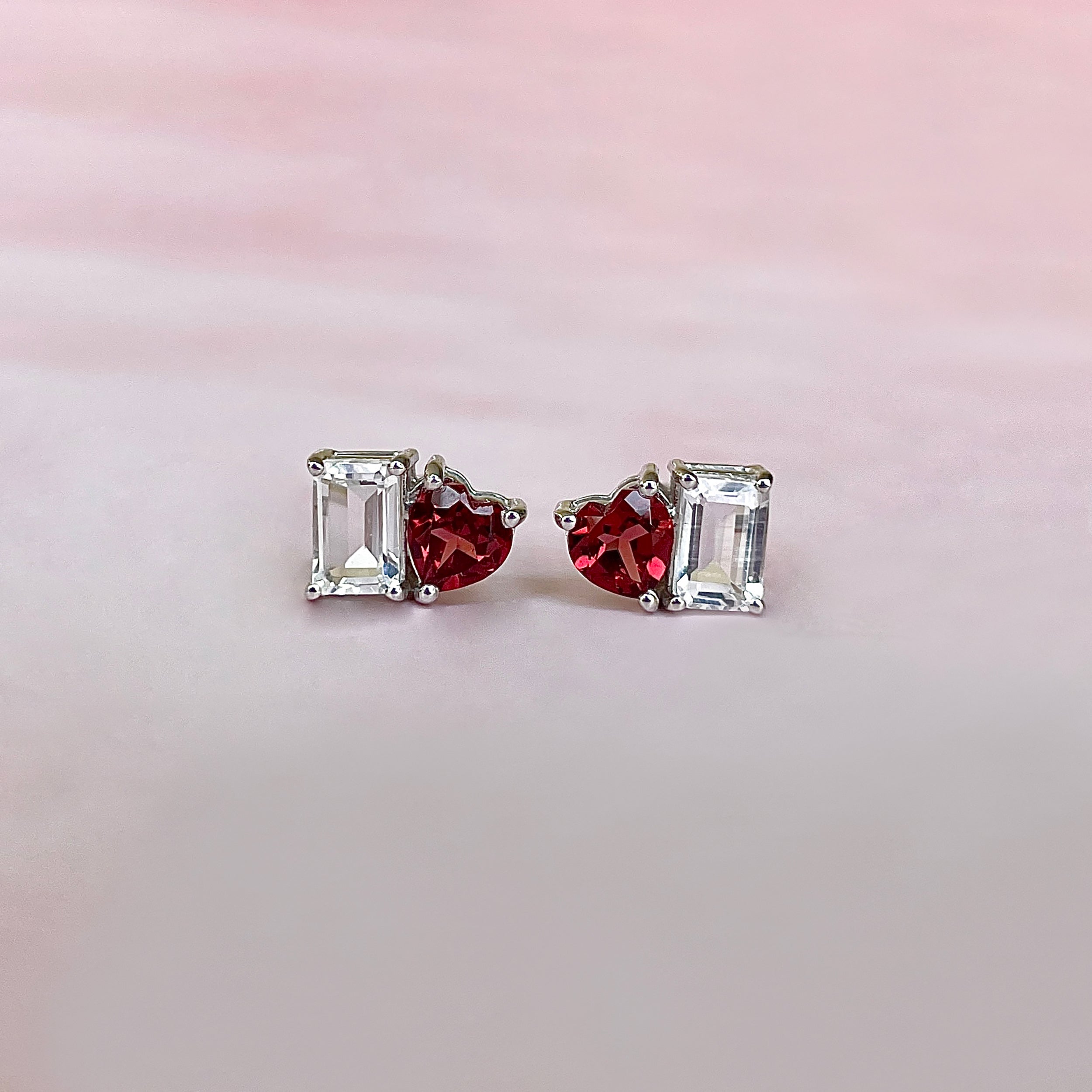 Garnet & White Topaz Earring-(GAR-SE-1798.)